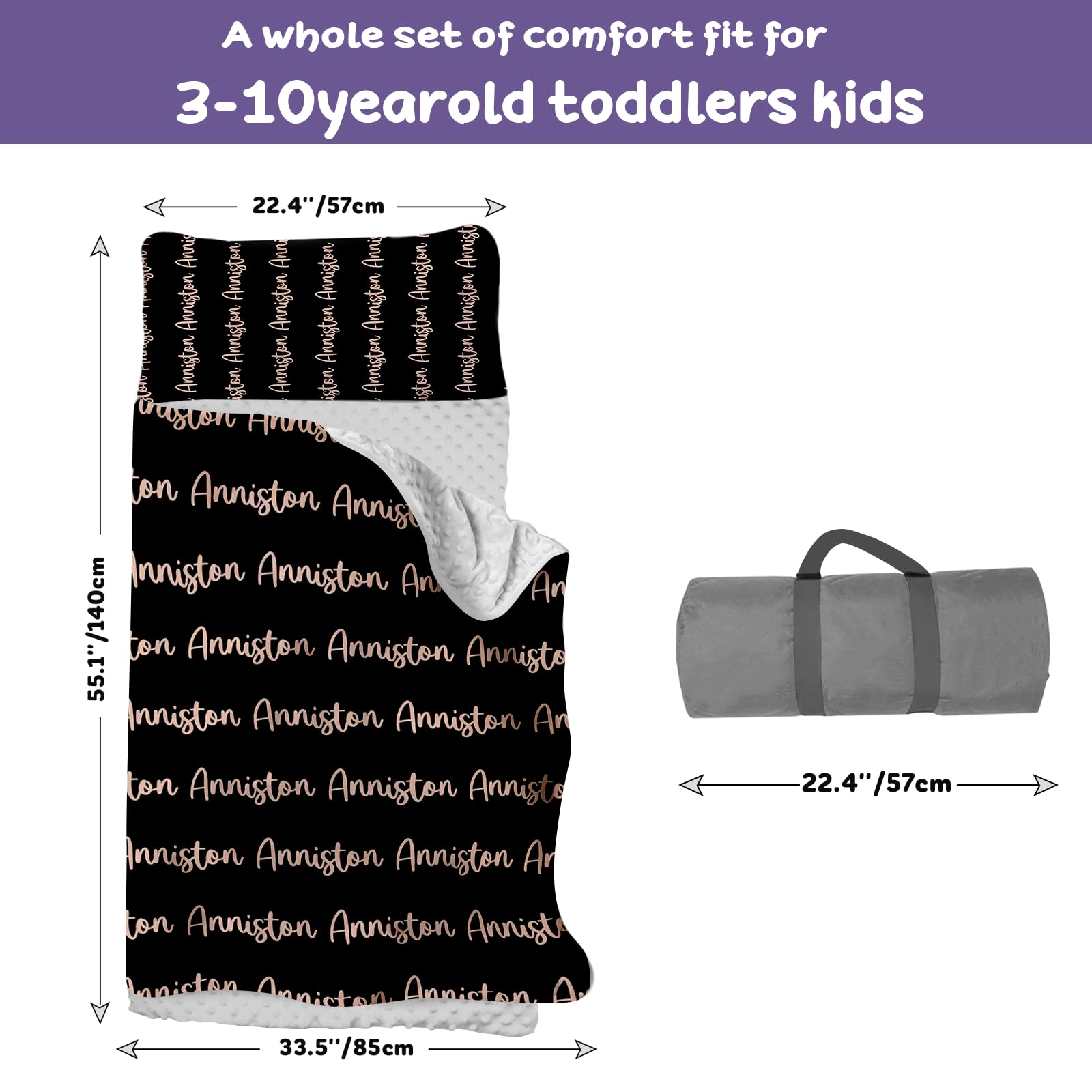 Personalized Duckbe Toddler Nap Mat for Daycare & Preschool - Portable Kids Sleeping Bag with Pillow & Blanket - Custom Name Kindergarten Nap Mat for Travel, Camping & Classroom Use - Black & Pink Options