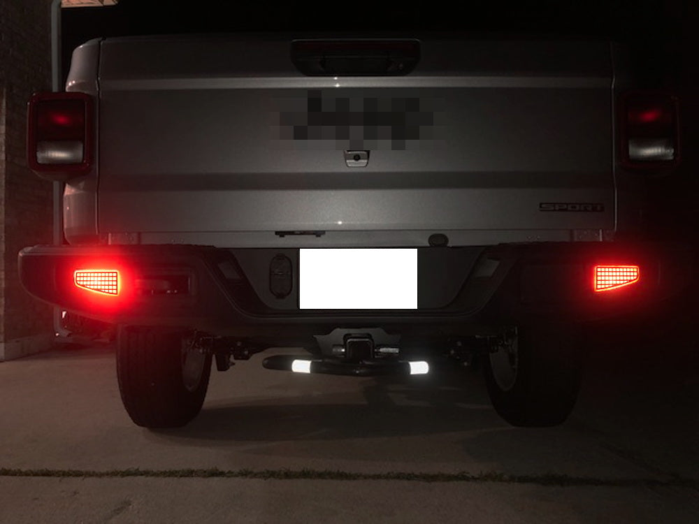 Jeep Gladiator JT LED Tail Lights - Dark Red Bumper Reflector with Sequential Turn Signals | Waterproof Brake Lights for Off-Road & Night Driving