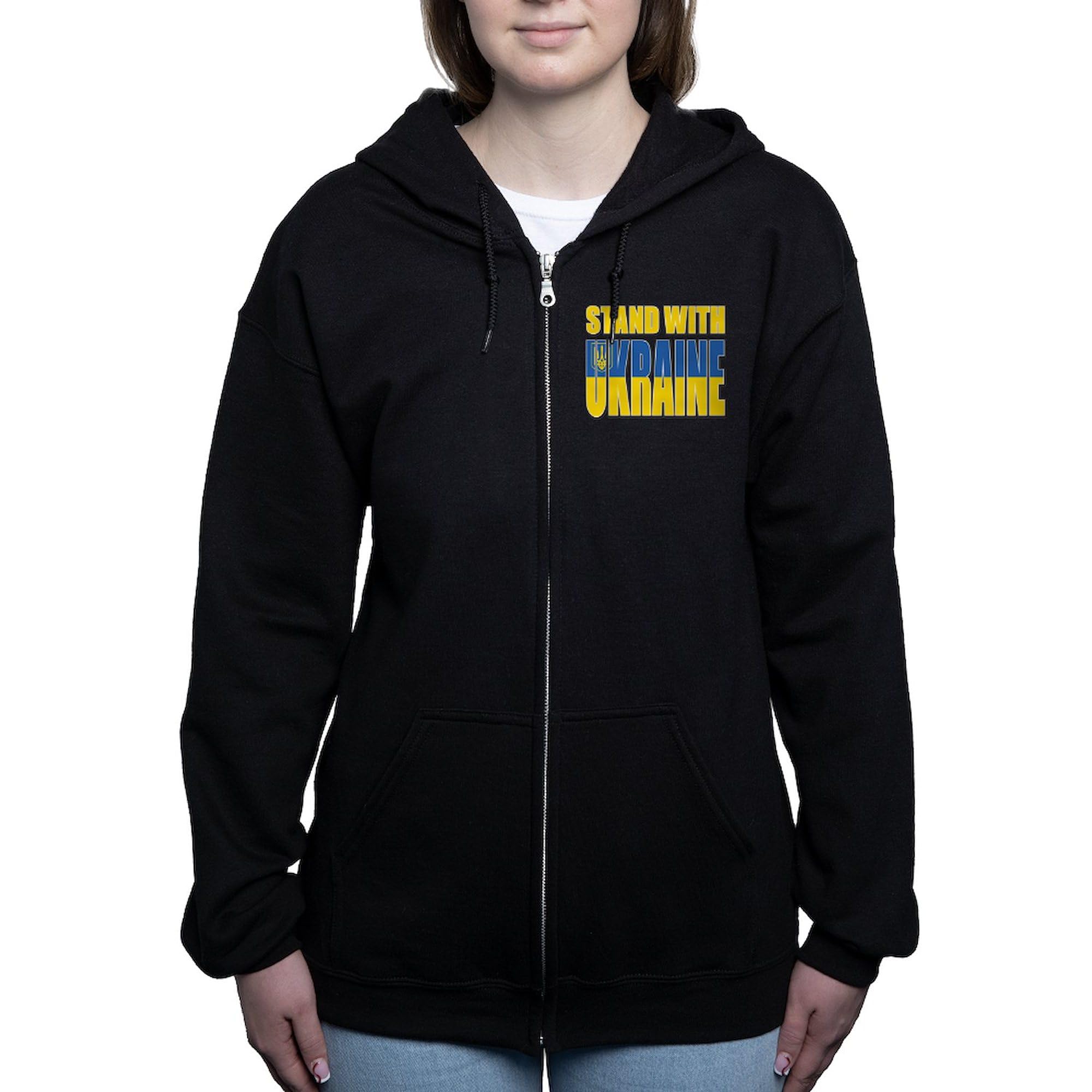 Stand With Ukraine Women's Zip Up Hoodie - Soft Fleece Pullover Sweatshirt for Women | Support Ukraine Apparel | Casual Wear & Outdoor Activities