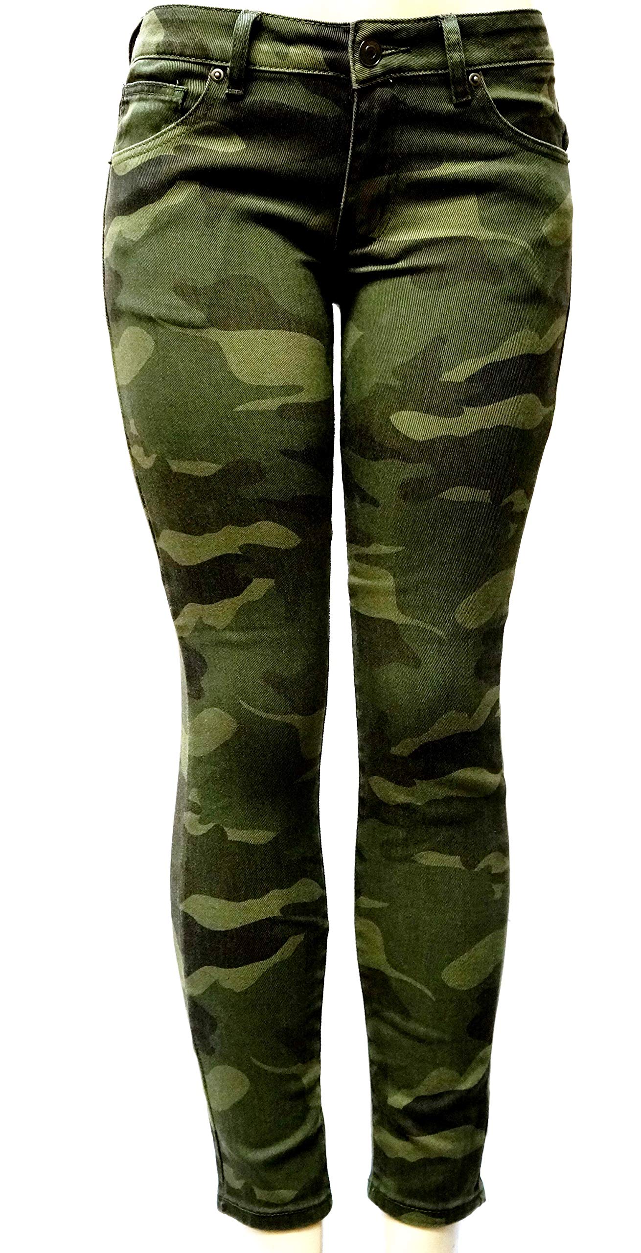 Women's Camo Skinny Stretch Denim Jeans - Army Green Cotton Pants for Outdoor & Casual Wear
