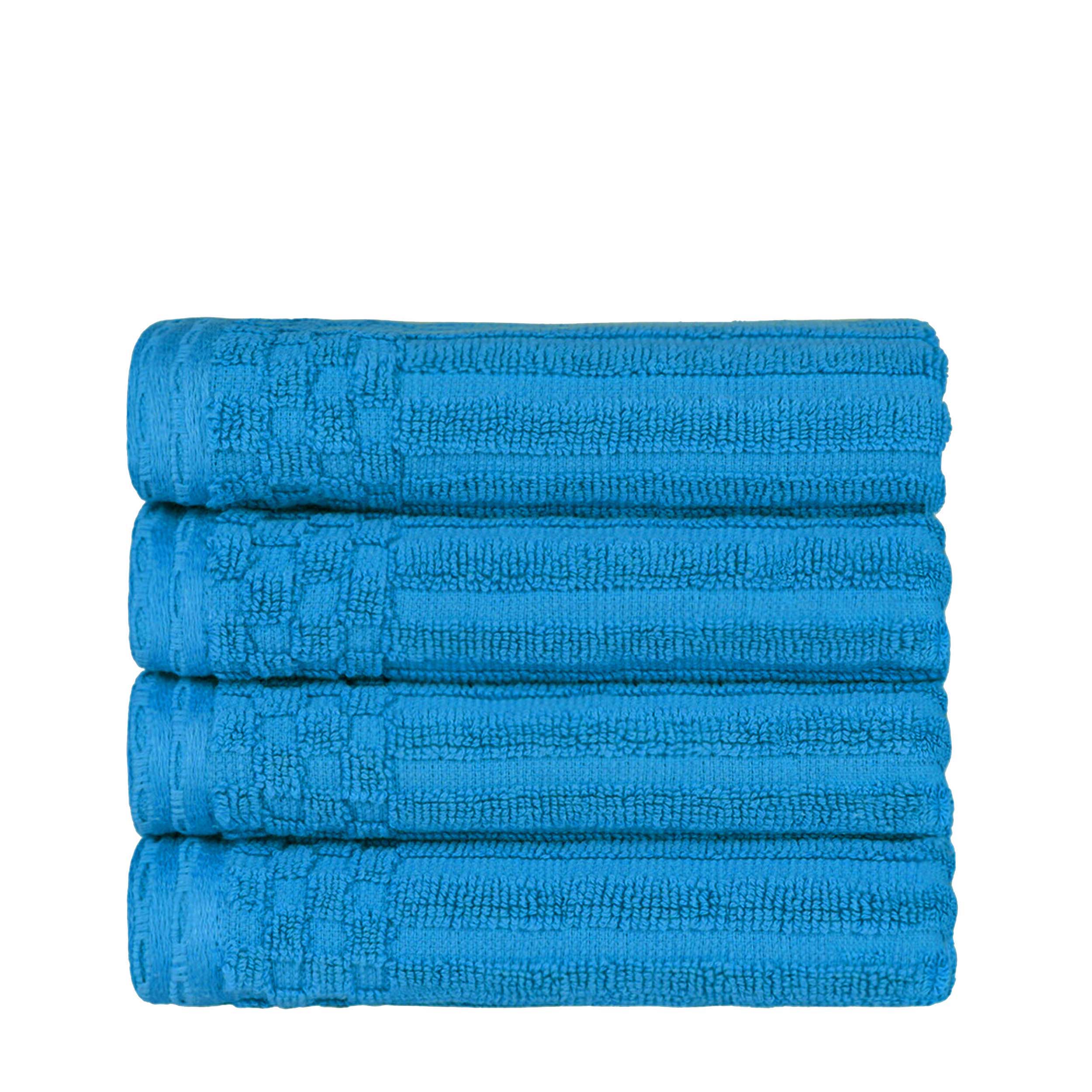 Premium Cotton Ribbed Textured Hand Towels - Ultra Absorbent 4-Piece Bath Towel Set for Kitchen, Bathroom & Gym - Soft Quick-Drying Guest Towels