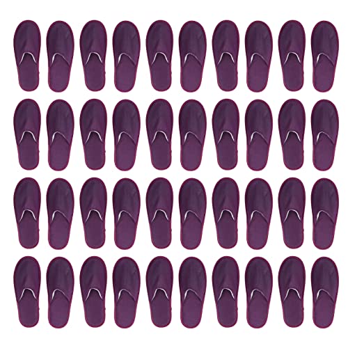 20 Pairs Breathable Soft Disposable Hotel Slippers for Guests - Portable Linen Travel Slippers for Men & Women - Comfortable Clog Toe Design (Purple) - Perfect for Hotels, Spas, Travel & Home Use