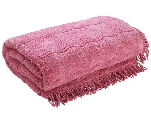 Luxury Pink Candlewick Bedspreads for Single Bed - Traditional Cotton Bed Throws for Cozy Bedroom Decor & Guest Room Styling