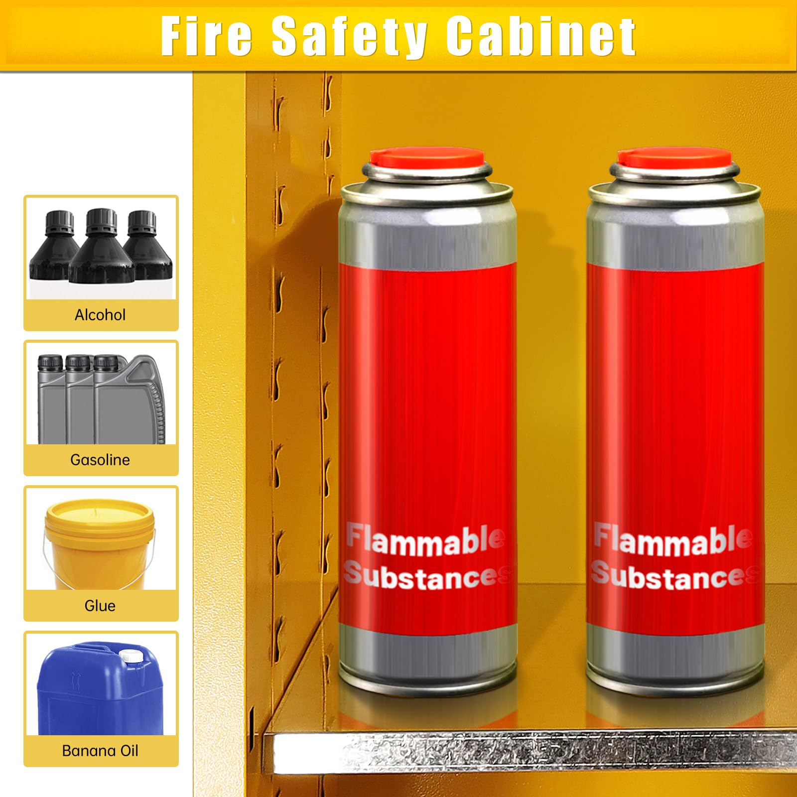 18x18x23 Inch Fireproof Chemical Storage Cabinet - OSHA Compliant Flammable Liquid Safety Cabinet, Galvanized Steel Hazardous Material Cabinet for Home, Garage & Industrial Use - Perfect for Storing Paint, Solvents & Cleaning Chemicals
