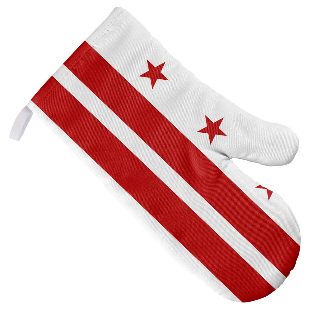 Washington D.C. Flag Oven Mitt - Heat Resistant Kitchen Glove for Baking, Grilling & BBQ - Perfect for Indoor Cooking & Outdoor Barbecue Parties