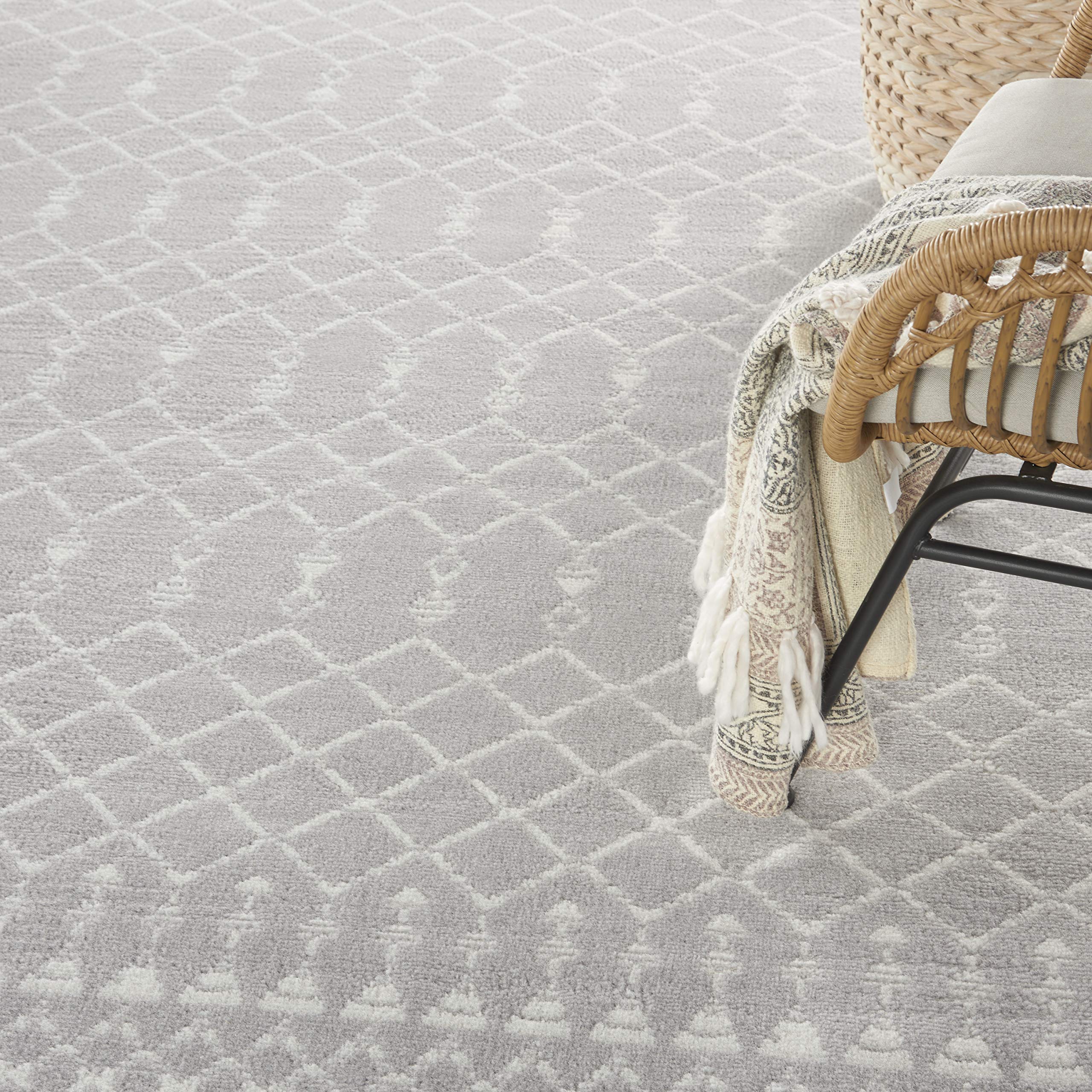 Nourison Whimsicle Moroccan Grey 7' x 10' Area Rug - Easy to Clean, Non-Shedding, Soft & Durable - Perfect for Bedroom, Living Room, Dining Room & Kitchen Decor (7x10) - Ideal for Cozy Home, Office or Airbnb Styling
