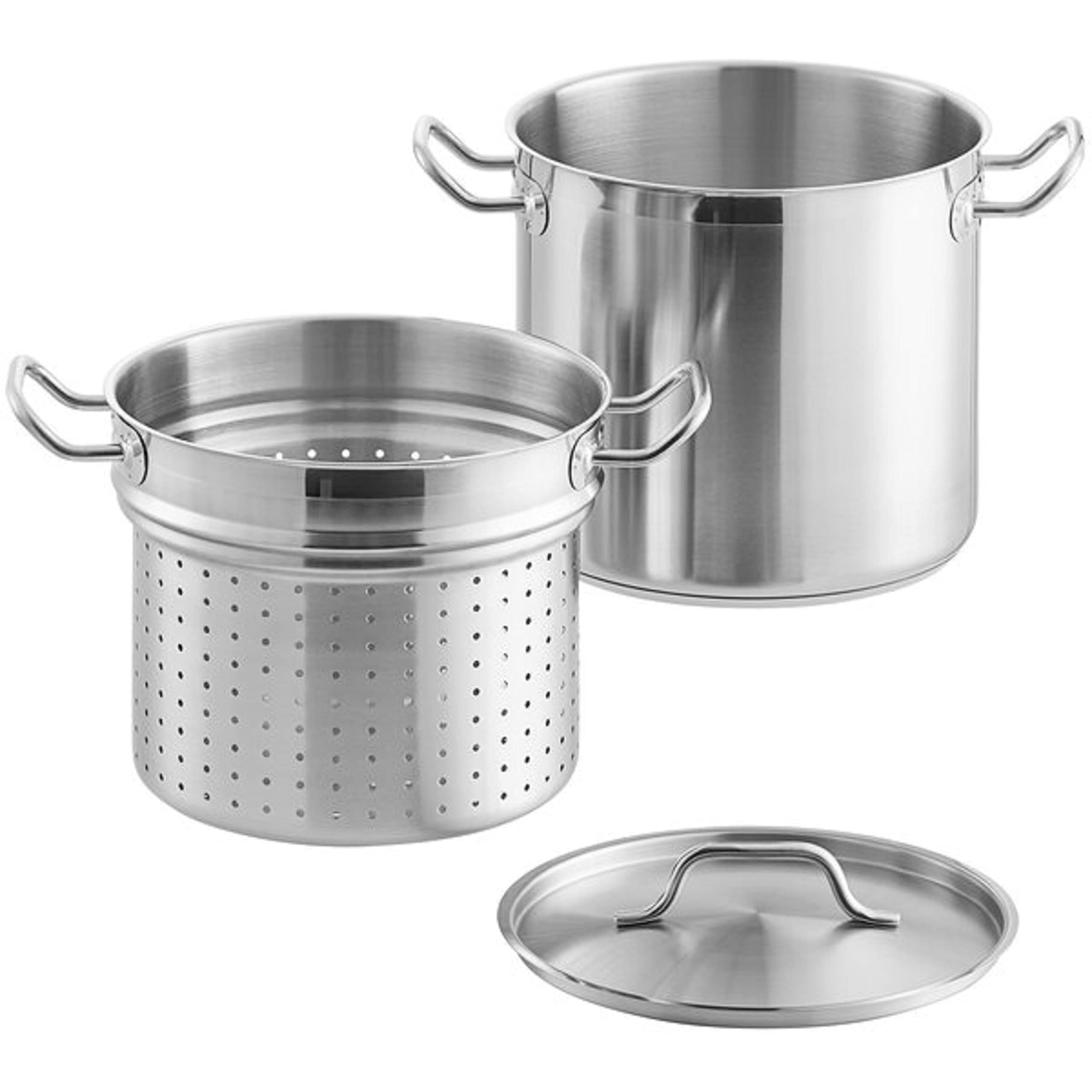 12 qt. Stainless Steel Pasta Cooker with Lid & Encapsulated Base - Multi-Purpose Cookware for Pasta, Steaming Vegetables, Asparagus | Oven & Induction Safe | Perfect for Family Dinners & Meal Prep