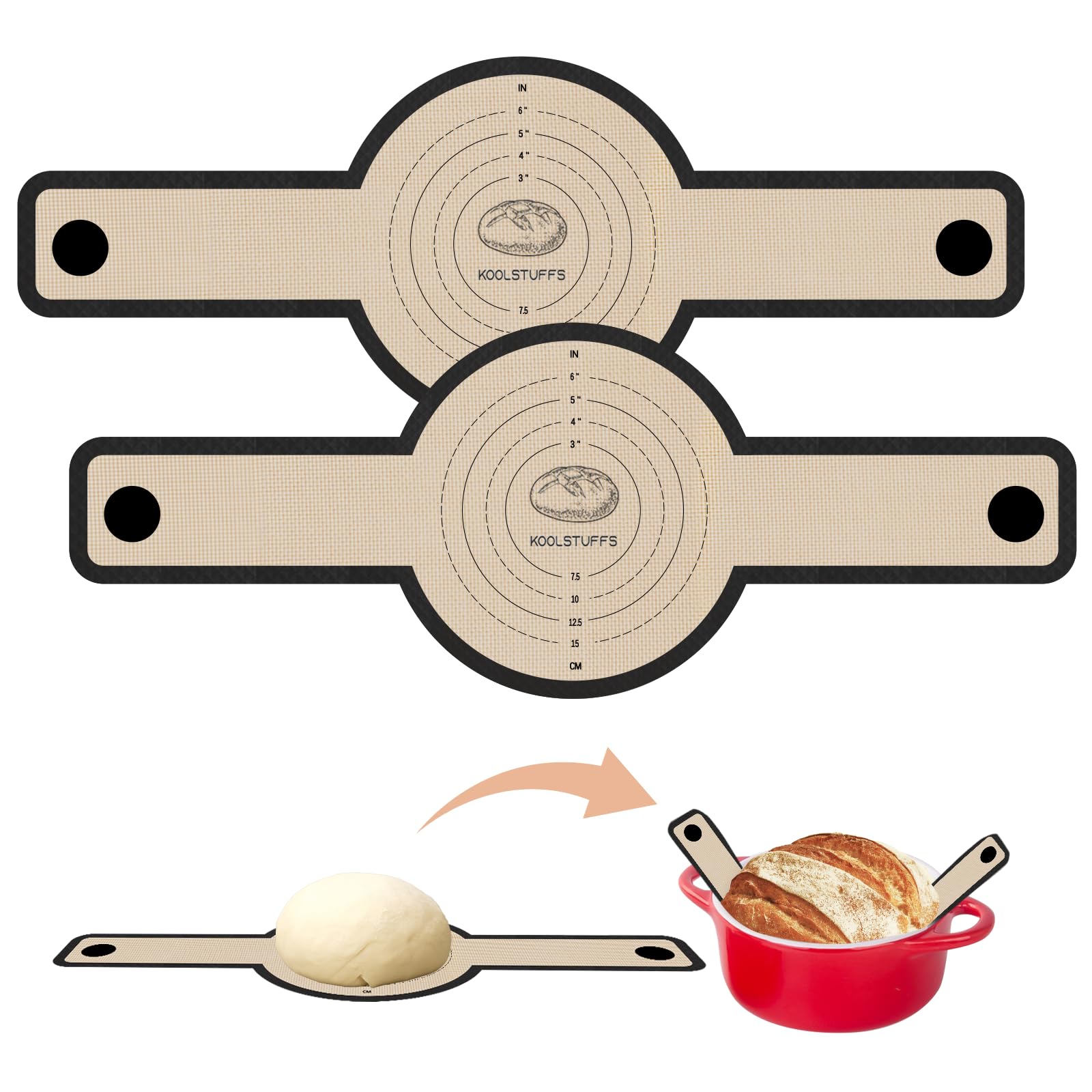 Non-Stick Silicone Bread Sling for Dutch Oven - 2 Pack Reusable Baking Mat with Long Handles for Easy Sourdough Transfer | Perfect for Artisan Bread, Homemade Loaves & Dutch Oven Baking
