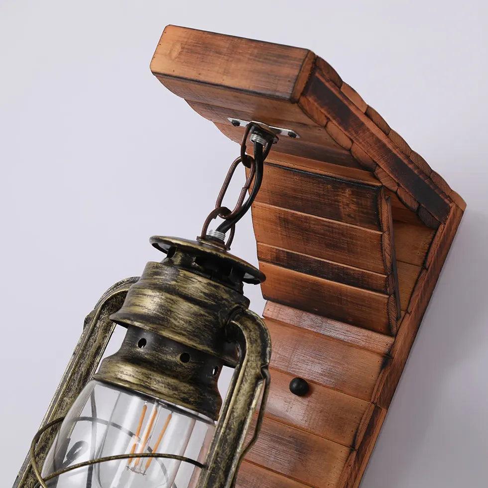 Vintage Wooden Wall Lights - Rustic Farmhouse Sconces for Bedroom, Living Room & Porch Lighting