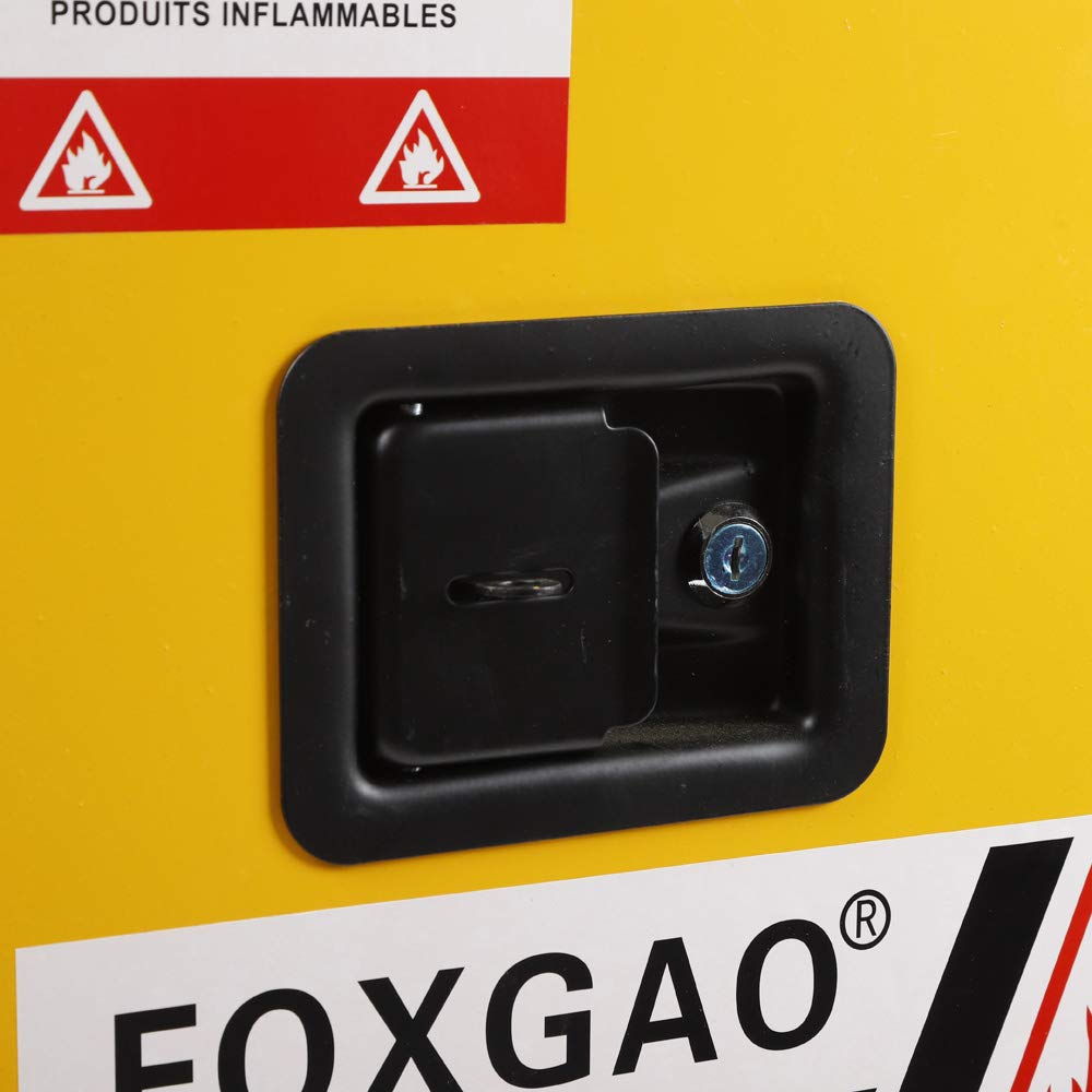 12 Gallon Flammable Safety Cabinet - Yellow Steel Chemical Storage with Adjustable Shelves & Manual Close Door | OSHA Compliant for Workshop, Garage & Laboratory Use