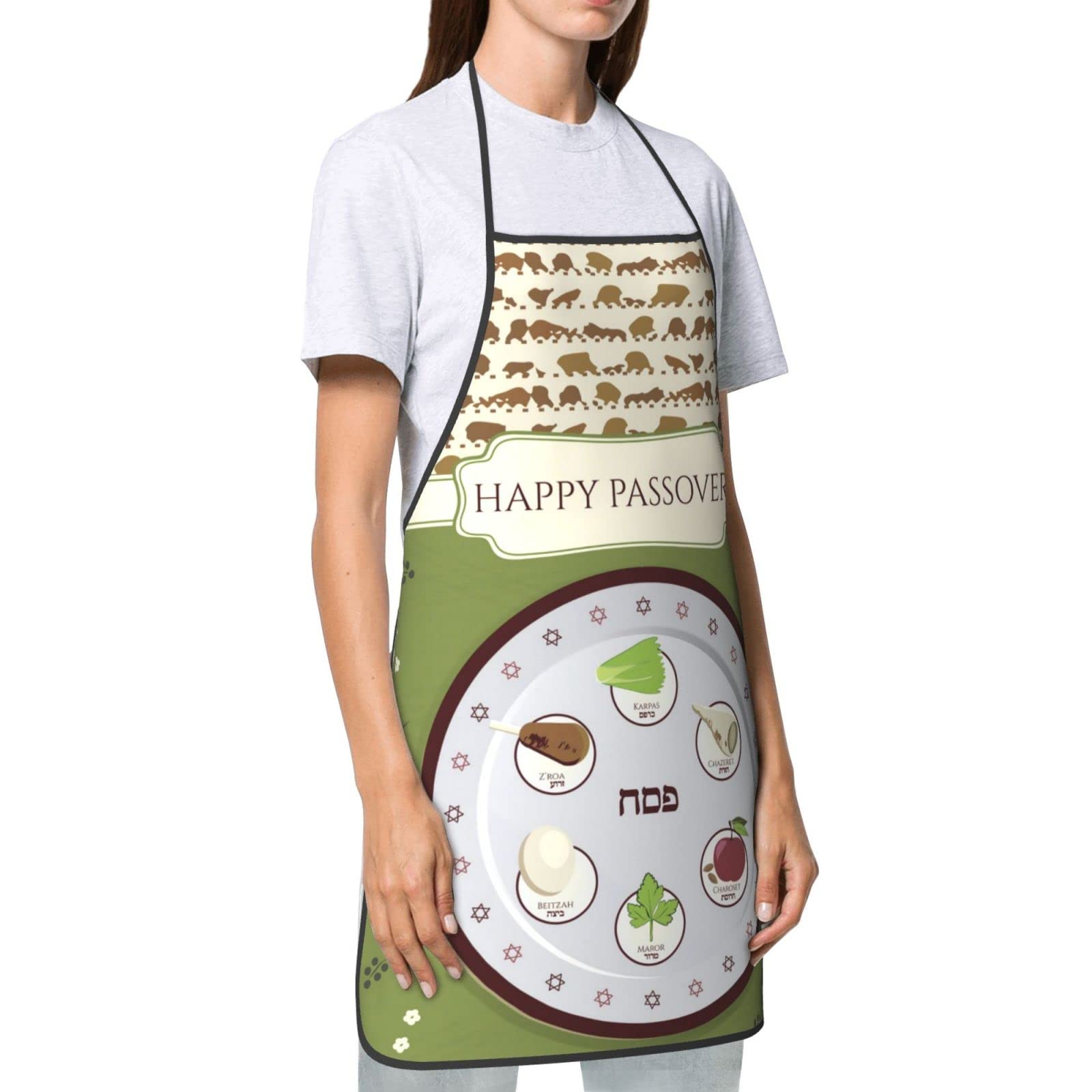 Happy Traditional Jewish Passover Apron - Adjustable Adult Chef Kitchen Bib for Cooking, Baking & Holiday Meals - Perfect for Seder Dinner & Kosher Cooking