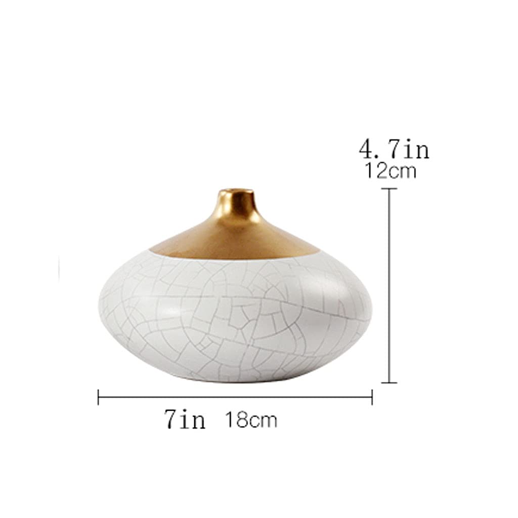 Handmade Ceramic Round Vase - 7x4.7 Inch Decorative Flower Vase for Home, Office, Wedding, Party & Outdoor Decor - Unique Gift Idea for Housewarming, Birthday & Anniversary
