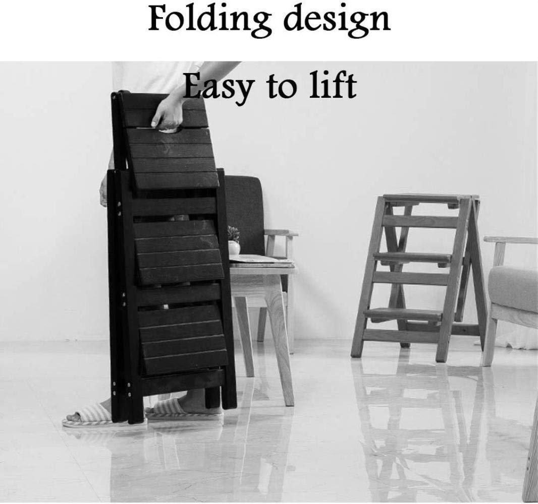 XHALERY 4-Step Wooden Step Stool - Multifunctional Folding Ladder for Home, Library, Shelf Access - 150kg Weight Capacity - Perfect for Reaching High Places, Organizing, and Household Use