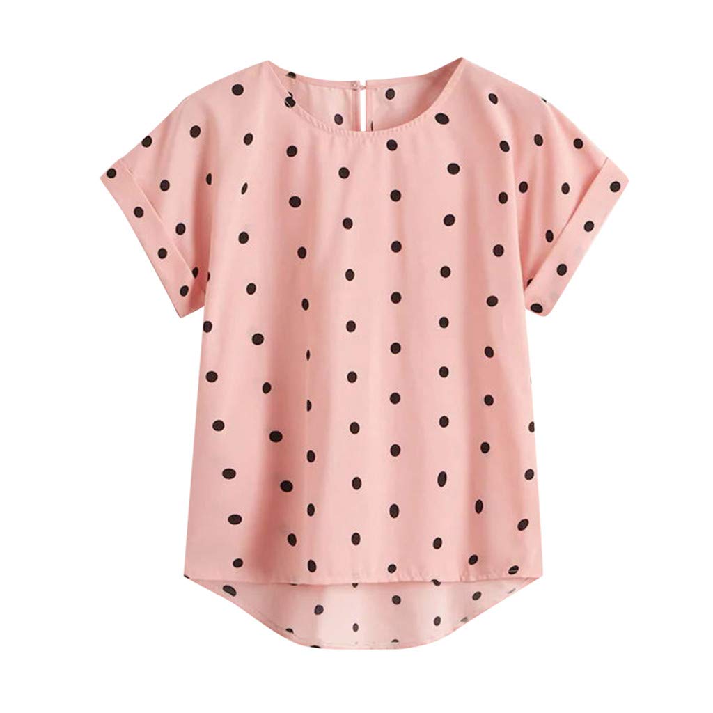 Women's Summer Casual Short Sleeve Printed Blouse T-Shirt - Floral Dot Pattern Top for Beach, Office & Everyday Wear