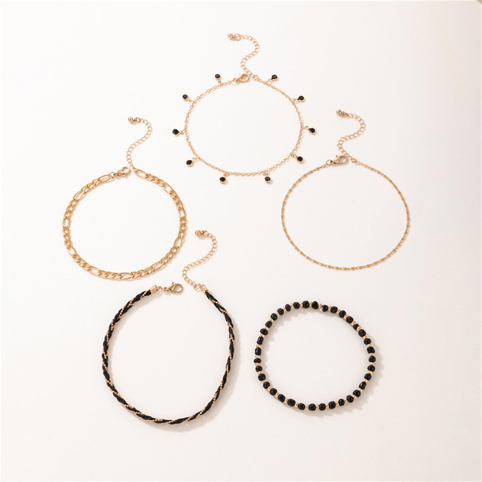 5Pcs Bohemian Layered Beaded Ankle Bracelets for Women - Dainty Stackable Seed Beads Elastic Foot Chain Jewelry - Perfect for Beach, Festival, and Summer Outfits