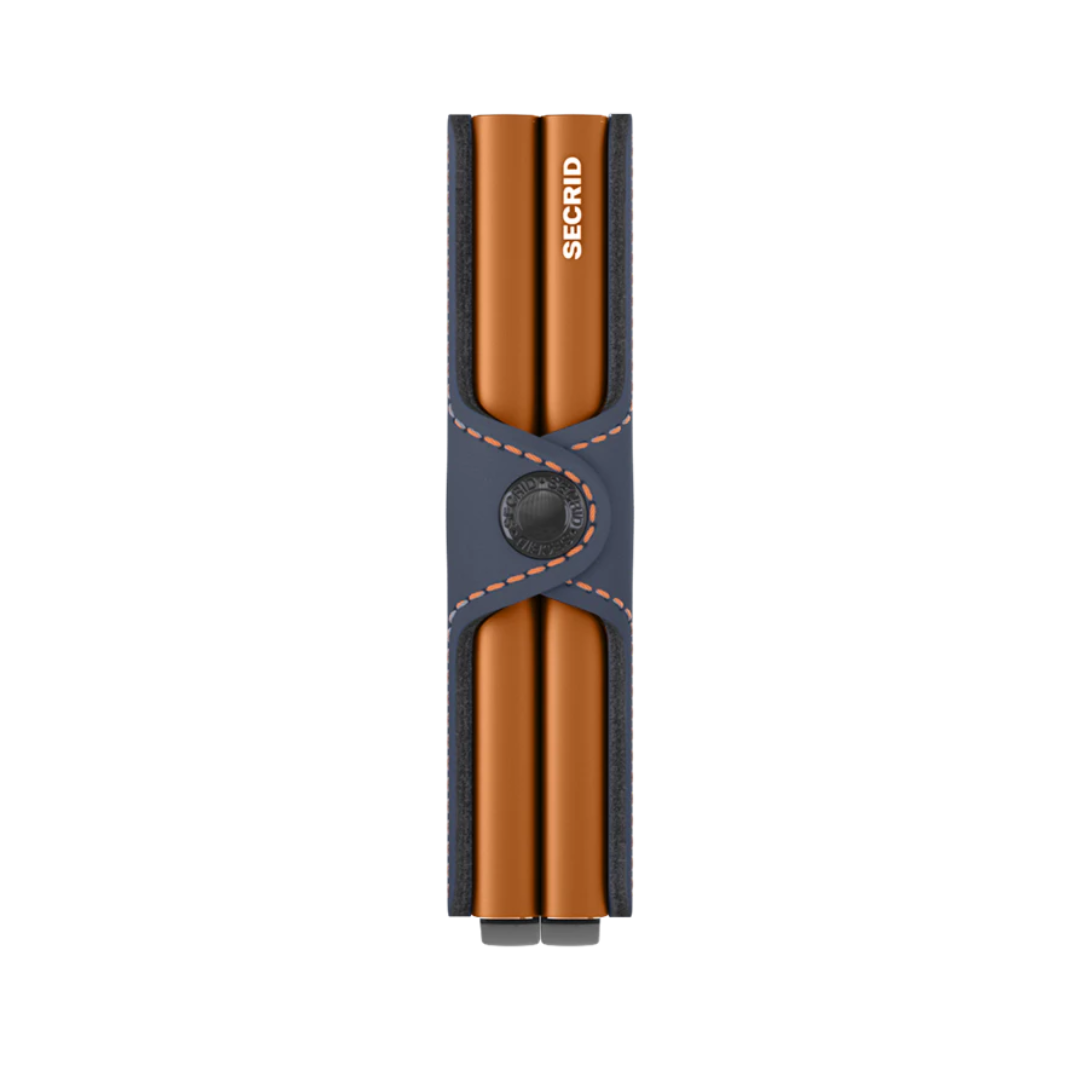 SECRID Twinwallet Matte Night Blue & Orange - RFID Blocking Slim Minimalist Wallet for Men & Women - Perfect for Travel, Business & Everyday Use