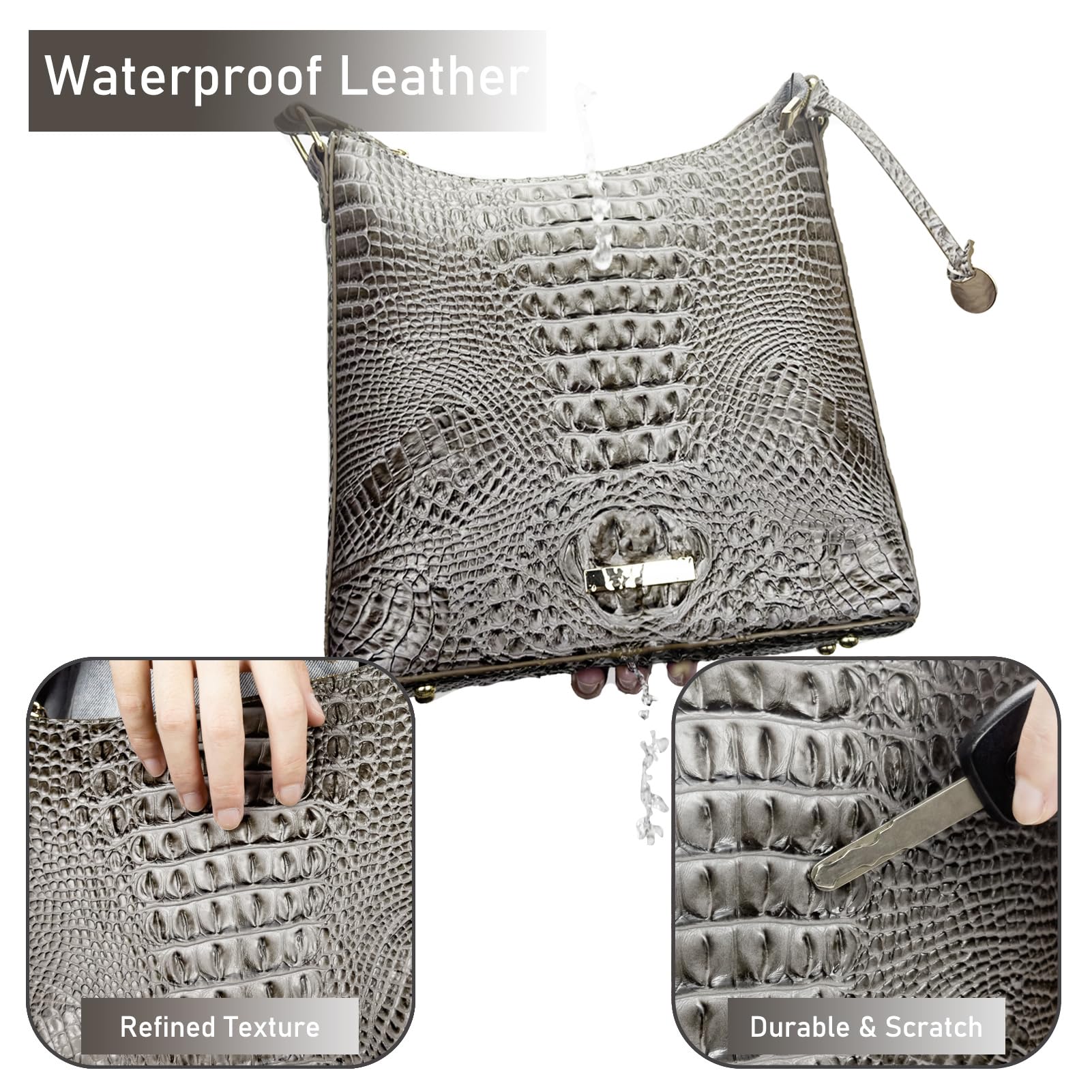 Trendy Women's Crocodile Embossed Leather Shoulder Bag - Fashionable Crossbody Purse for Daily Use, Work & Evening Out