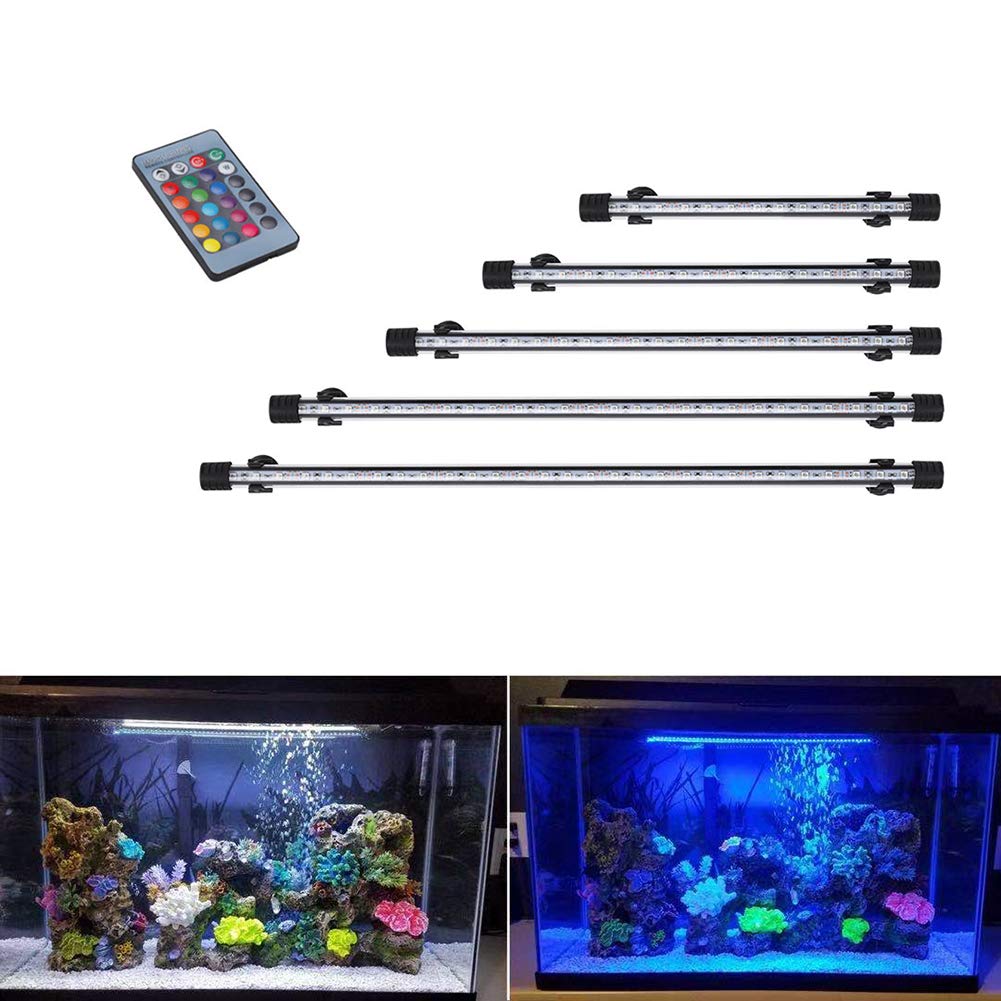 LED Aquarium Light for Fish Tank - 7-23 Inch Waterproof RGB Color Changing Submersible Light with US Plug (30cm) - Perfect for Freshwater & Saltwater Aquariums, Coral Reefs, and Home Decor