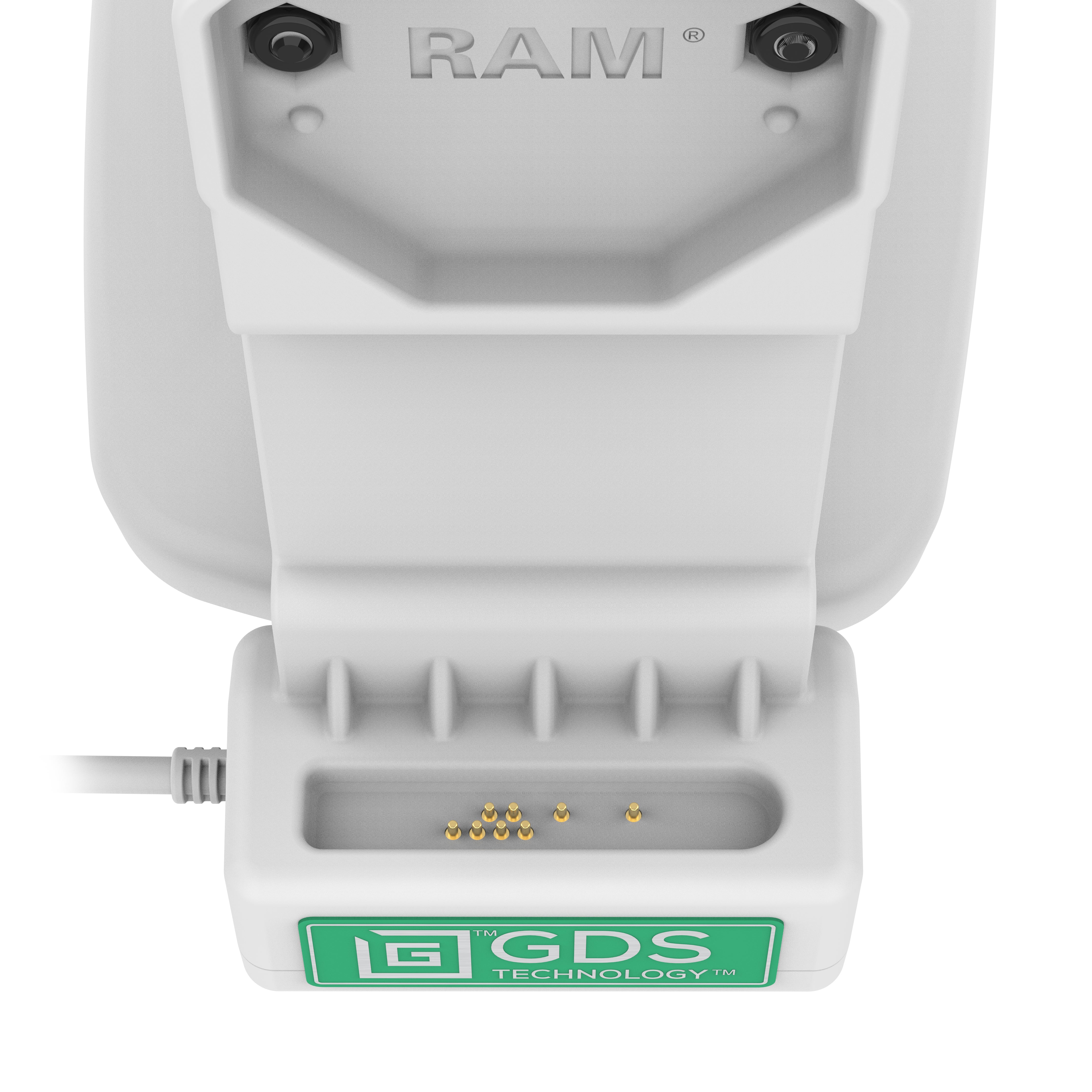 GDS® Uni Conn™ Locking Tilt & Swivel Dock with PoE - Gray (RAM GDS DOCKLR D14 U1E GRY) - Perfect for Secure Device Mounting in Vehicles, Boats & Industrial Equipment