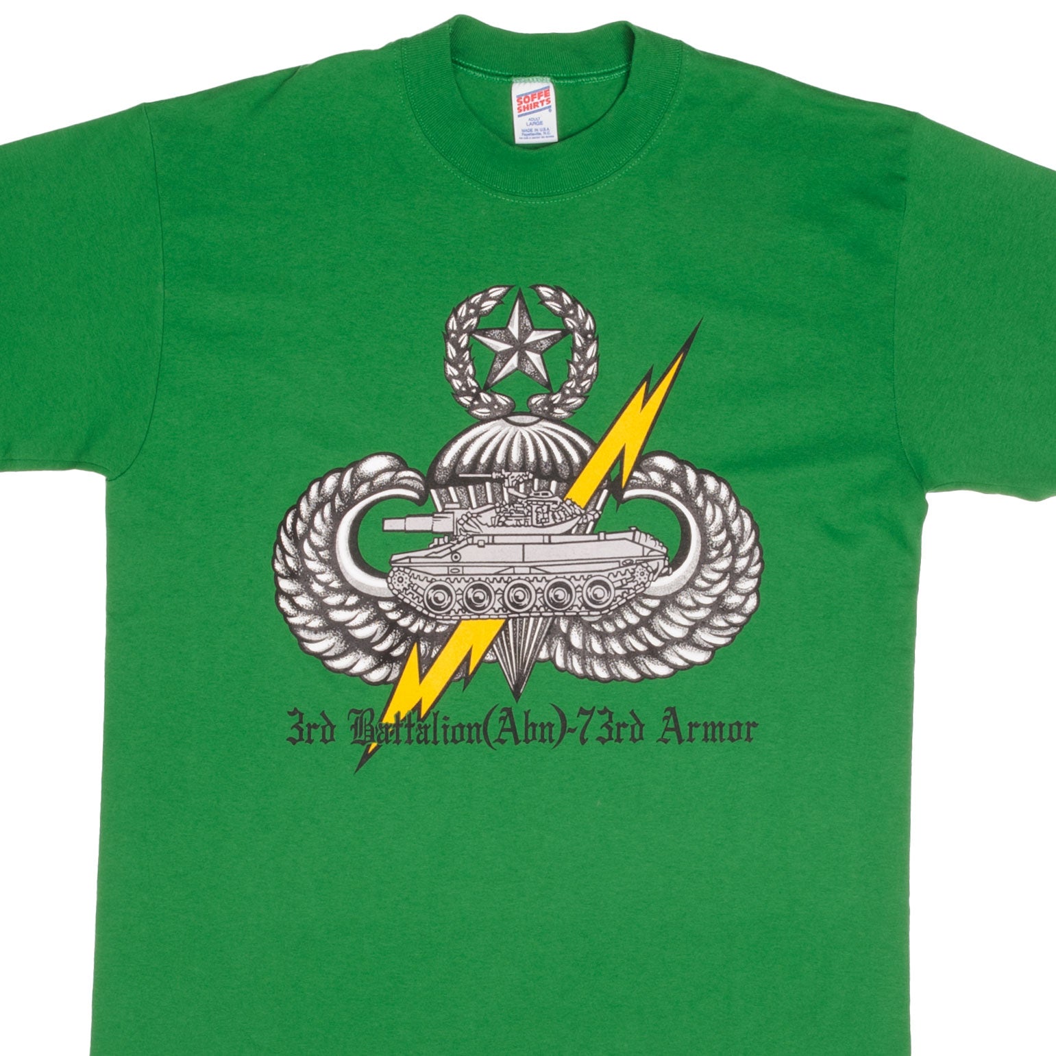 Vintage 3rd Battalion ABN 73rd Armor Military T-Shirt | 1990s Retro Army Tee | Large Size | Made in USA | Military Apparel for Collectors & History Enthusiasts