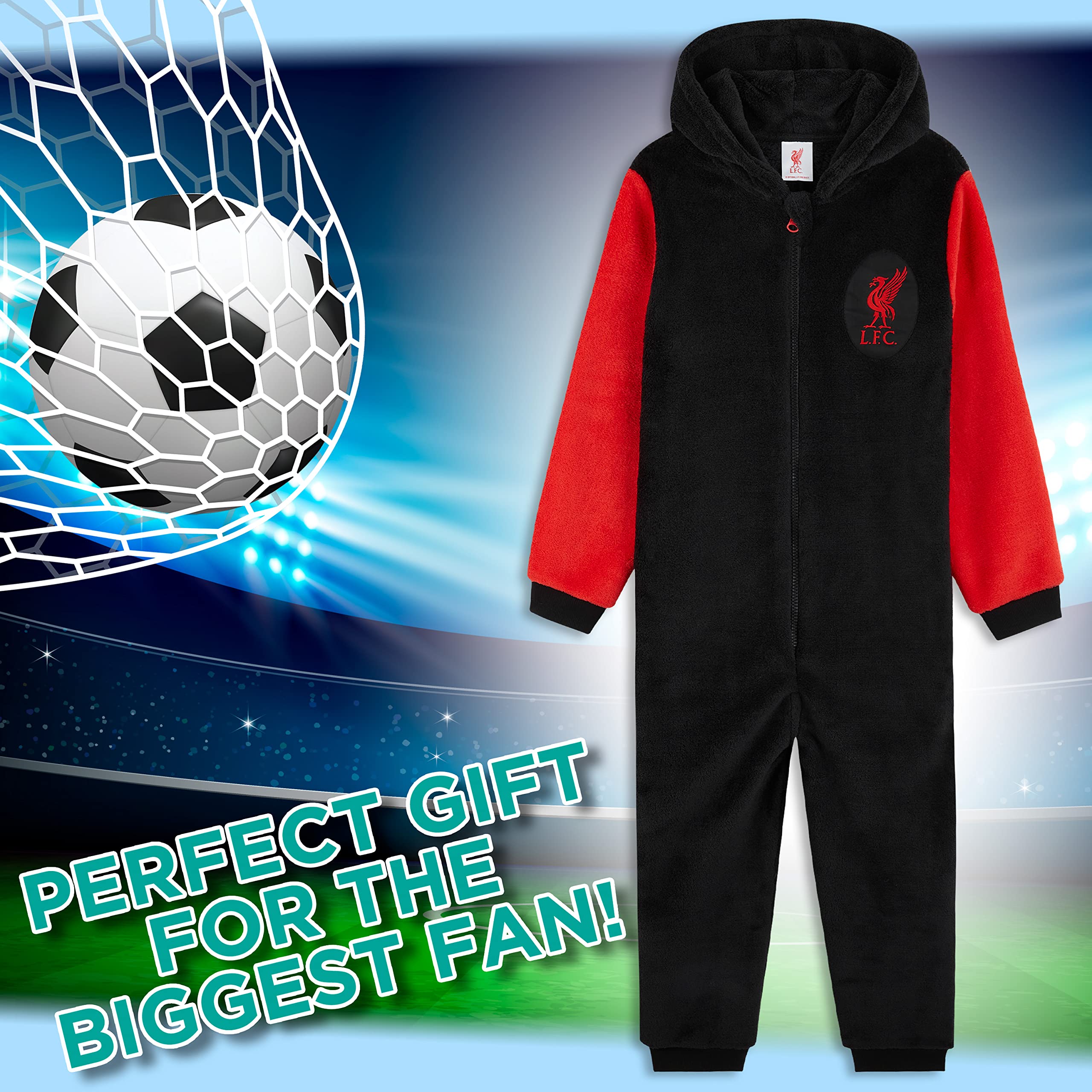 Liverpool FC Boys Fleece Pajamas - Soft Hooded Sleepsuit for Kids' Bedtime