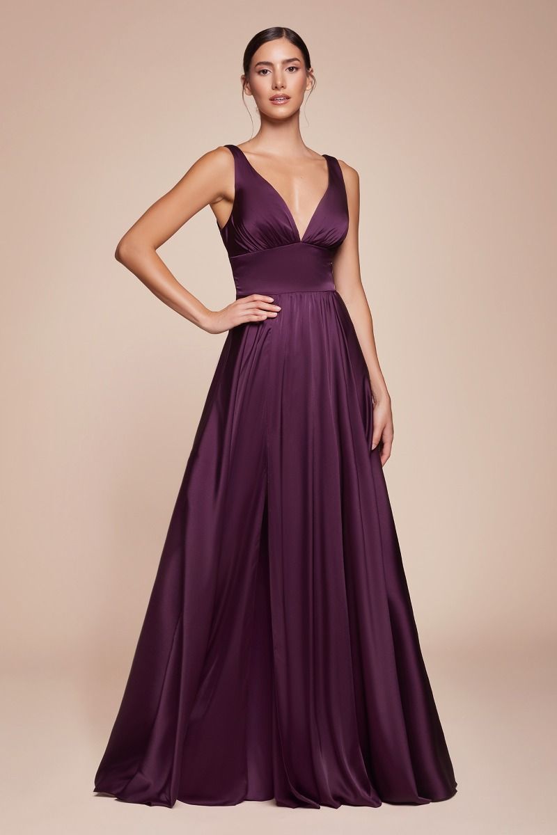 Kinsley Gown - Soft Satin A-Line Dress in Elegant Eggplant Purple | Perfect for Evening Parties, Weddings & Special Occasions