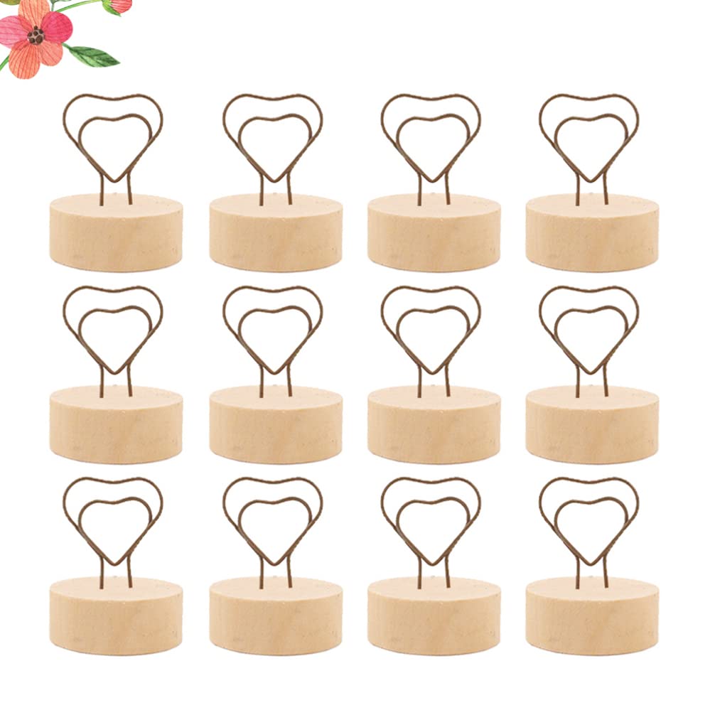 PRETYZOOM 12 Pcs Rustic Wood Wedding Table Number Holders - Bamboo Menu Stands, Card Holders & Memo Clips for Wedding Decor, Office Organization & Home Display