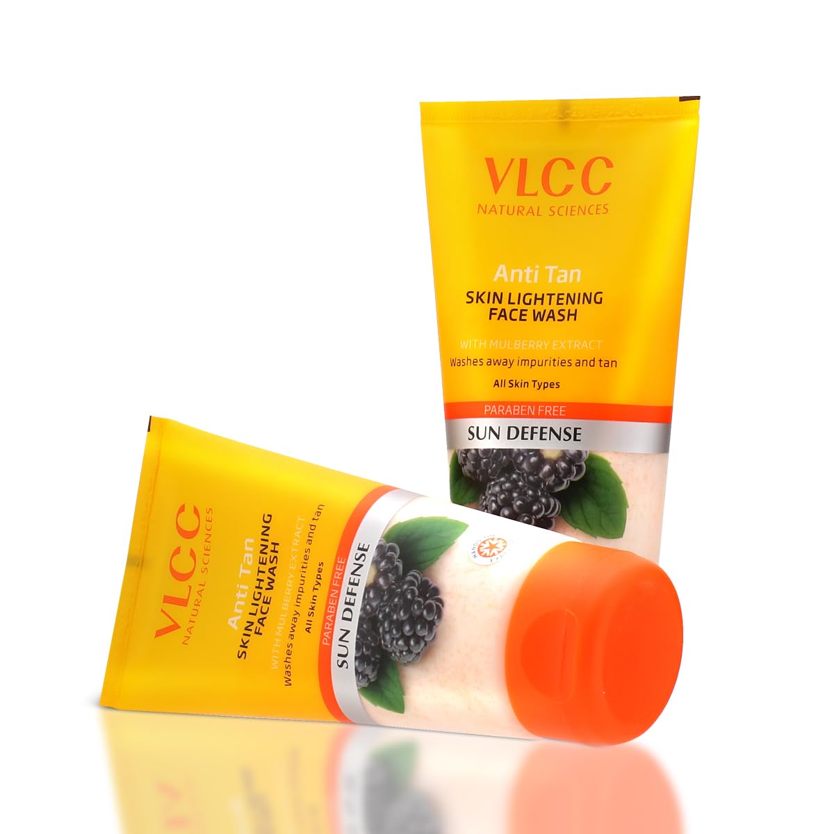 VLCC Anti-Tan Skin Lightening Face Wash 150ml x 2 (300ml) with Mulberry & Orange Peel Extract | Brightening Sunscreen with Broad Spectrum SPF Protection | Removes Tan, Spots & Dullness | For Daily Skincare & Sun Protection Routine