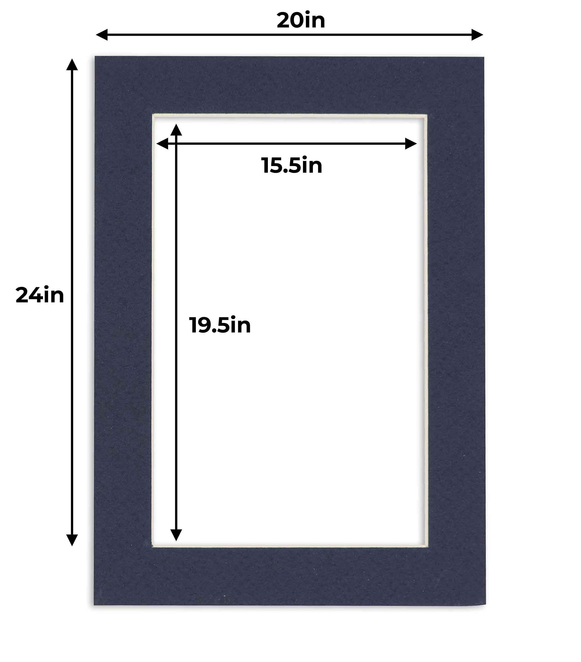 20x24 Inch Navy Blue Acid-Free Picture Mat - Precut Bevel Cut Matboard for 16x20 Photos & Artwork - Perfect for Framing, Scrapbooking, and Home Decor Display