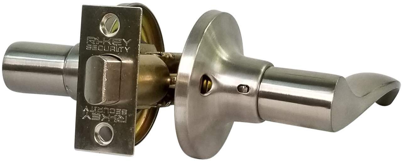 Wave Style Satin Stainless Steel Bedroom Closet Door Lever Handle Lock - Secure Privacy for Kids & Pets - Perfect for Bedrooms, Bathrooms, and Storage Rooms