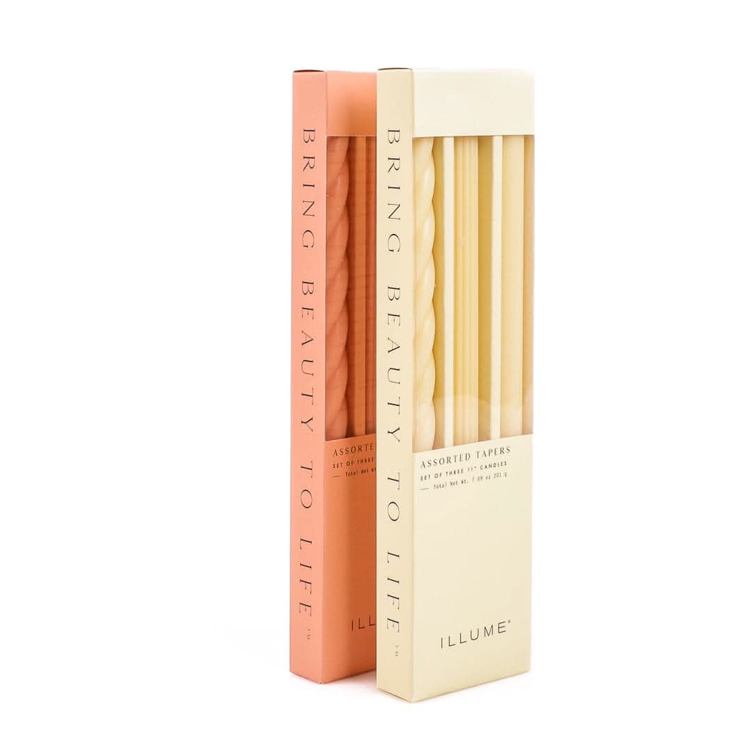 Premium Assorted Candle Tapers Set of 3 - Long-Lasting Dripless Candles for Romantic Dinners, Wedding Decor & Holiday Centerpieces