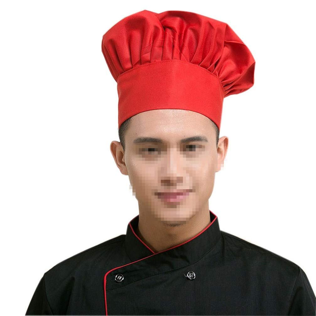 YARNOW Elastic Chef Hat - Adjustable Baker & Kitchen Cooking Cap for Chefs, Catering, Baking, Home Kitchens, Schools, Restaurants, and Party Favors (Red)
