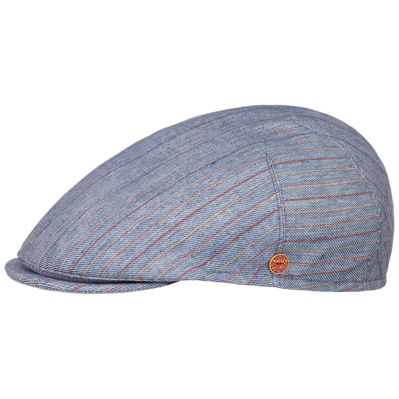 Mayser Sidney Paros Striped Flat Cap for Men - Classic Wool Hat for Casual & Outdoor Wear | Perfect for Golf, Hiking & Everyday Fashion