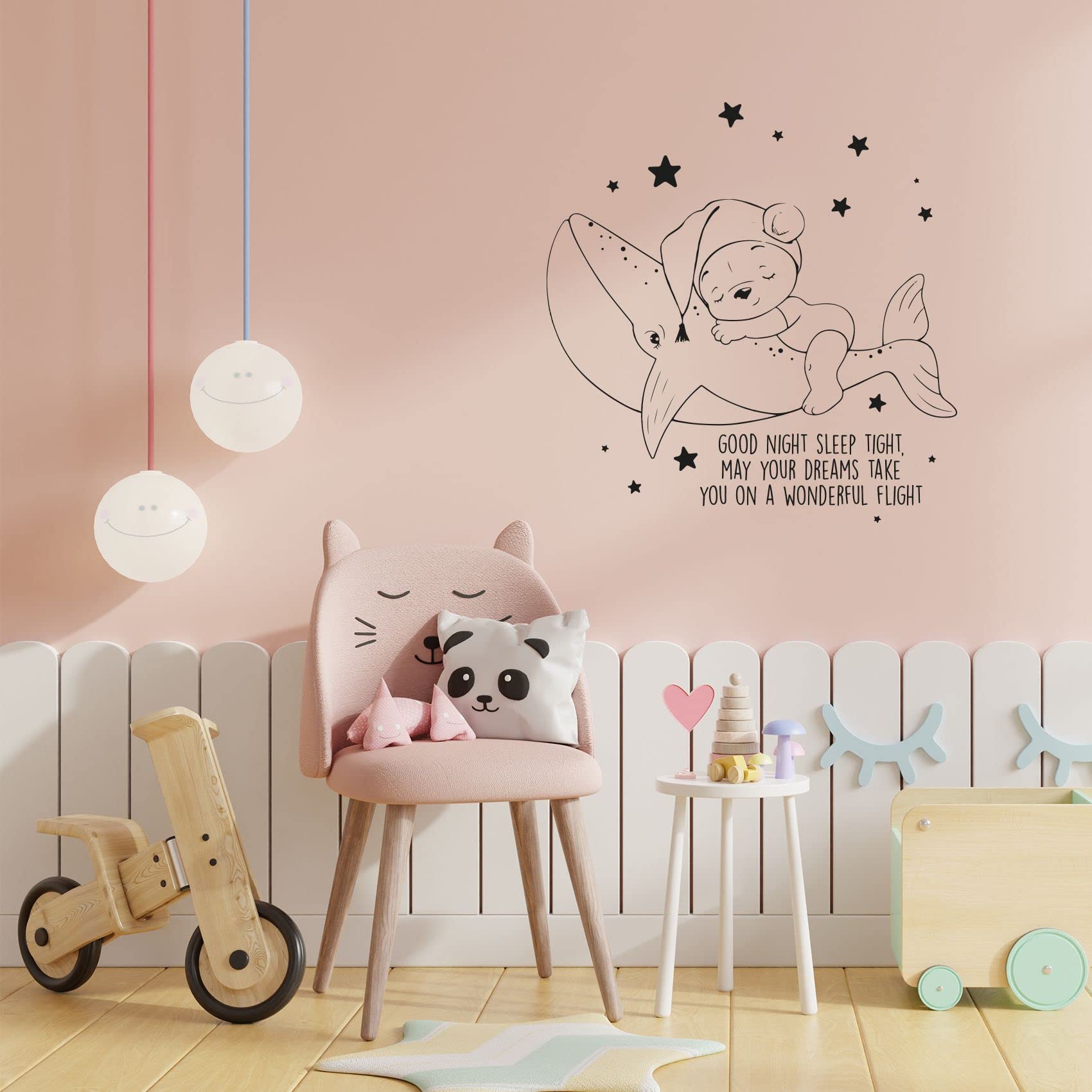 Cute Cat Sleeping Silhouette Wall Decal - 40x24 Inch Vinyl Sticker for Kids Room, Nursery & Bedroom Decor - Perfect for Boys, Girls & Kindergarten Decoration - Bring Sweet Dreams to Life