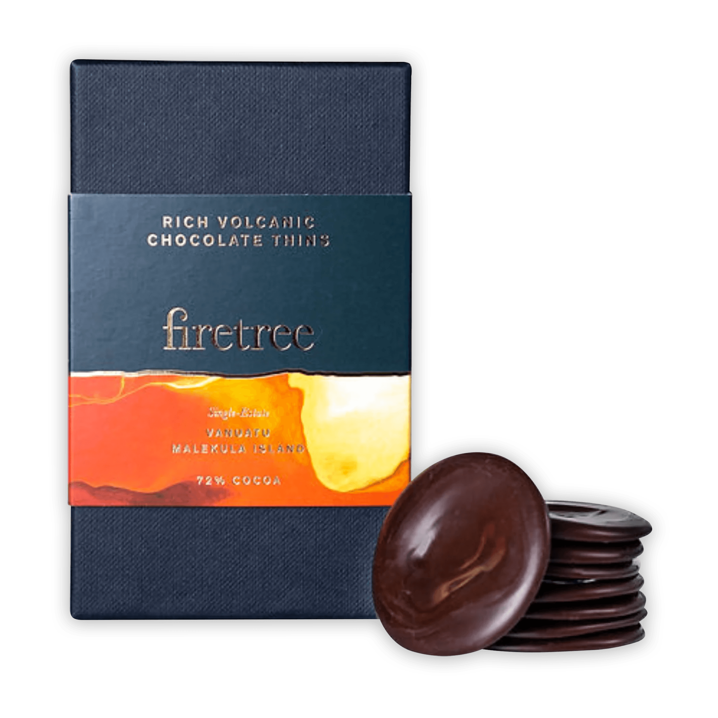 Premium Firetree Thins Dark Vanuatu 72% Cacao Chocolate Bars (25-Pack) - Gourmet Baking, Gift Giving & Healthy Snacking