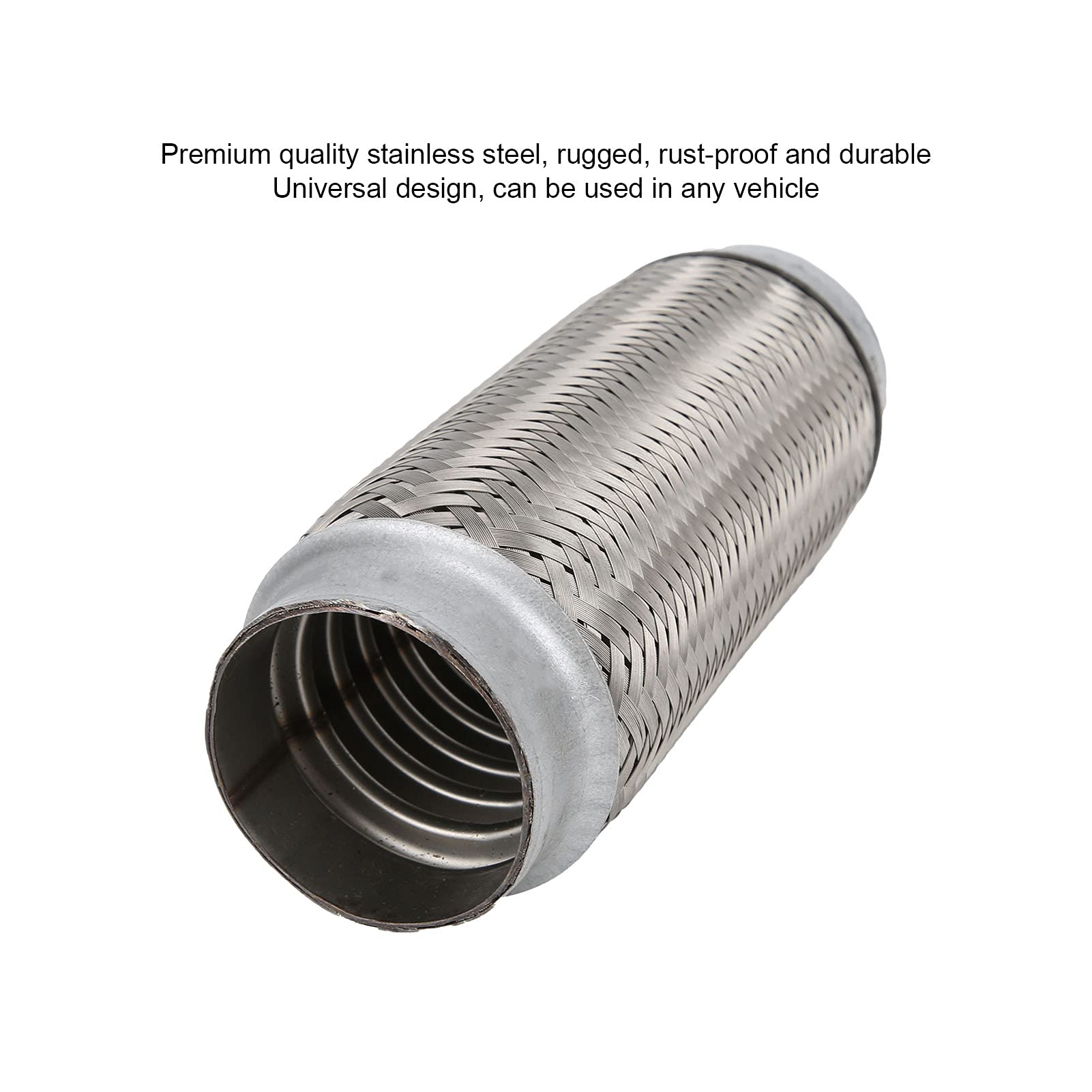 Set of 2 Stainless Steel Flexible Joint Tubes - 2.5x8in Universal Exhaust Pipe for Turbo Wastegate & Drain Pipe | Rust-Proof & Durable | Perfect for Automotive Exhaust Systems & Turbo Upgrades