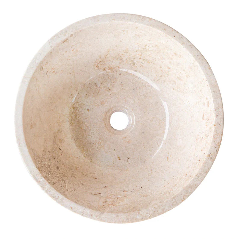 Polished Cappuccino Beige Marble V-Shaped Tapered Bathroom Sink - Above Vanity Countertop Basin CBMVTS15 for Modern Bathroom & Powder Room Decor