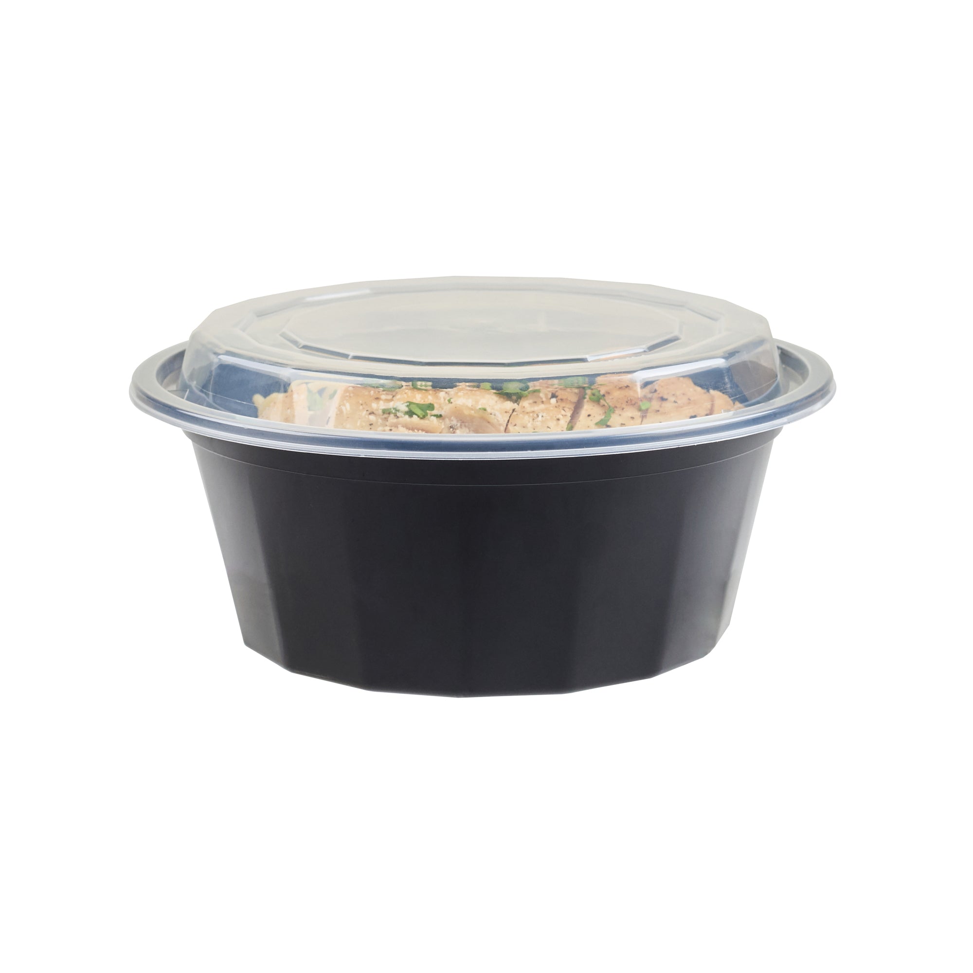 32 oz Black Plastic Food Storage Containers with Clear Lids - 50 Pack, Microwave Safe To-Go Boxes (7.25
