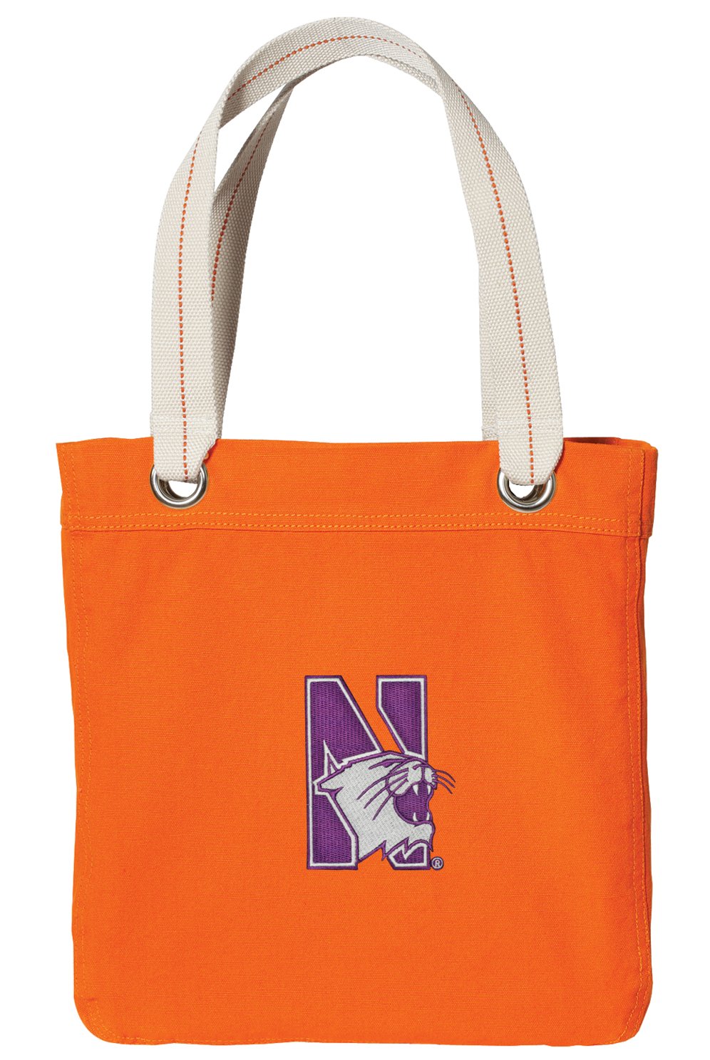 Northwestern Wildcats NEON Orange Cotton Tote Bag - Durable Reusable Shopping & Beach Bag for Travel, Groceries, and Campus Life