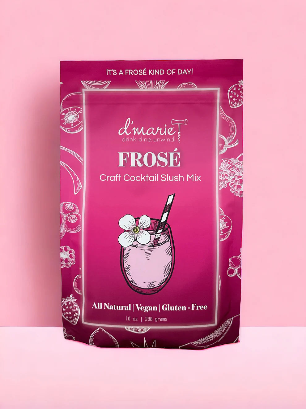 Frosé Craft Cocktail Slush Mix - Premium Frozen Rosé Wine Cocktail Powder for Summer Parties & Poolside Relaxation