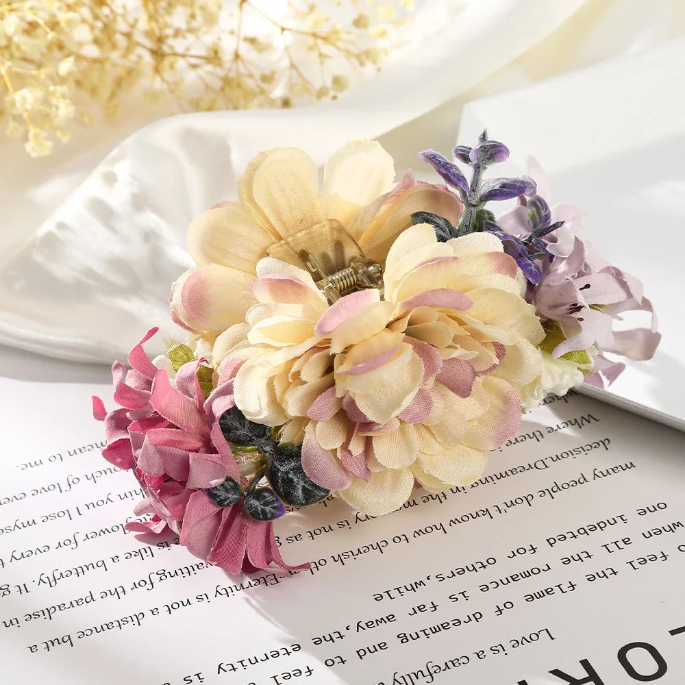 Haimeikang Large Flower Hair Clips for Women - Thick Hair Barrettes, Crab Claw Hairpins, Summer Fashion Hair Accessories for Weddings, Parties, and Everyday Wear