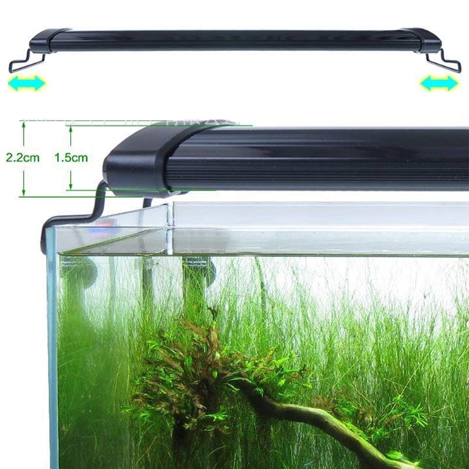 Full Spectrum LED Aquarium Light for Planted Tanks - Adjustable Brackets & 2-Channel Control with Blue/White LEDs - Perfect for Freshwater Fish Tanks, Coral Reefs & Aquatic Plants Growth