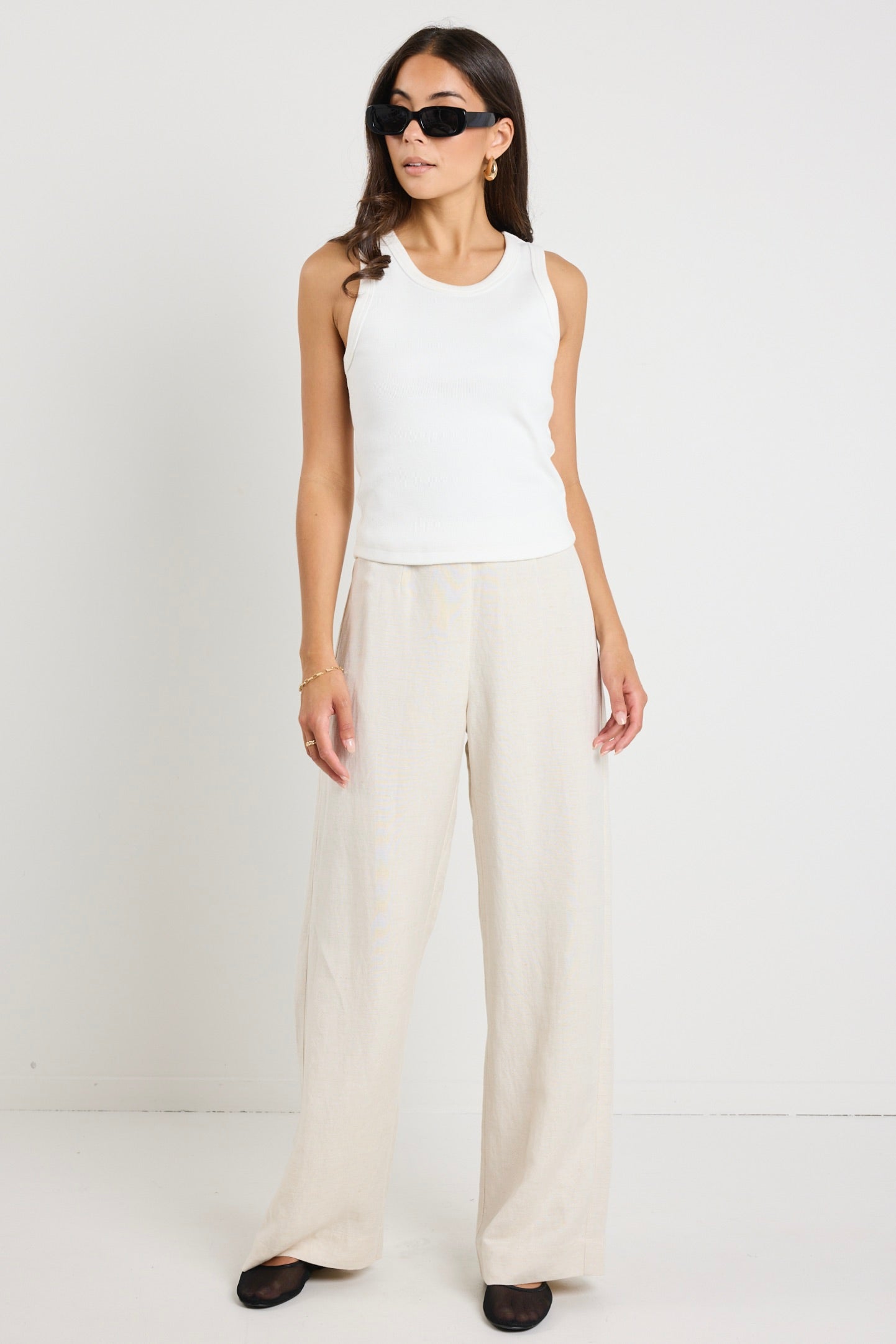 Boulevard Natural Linen Viscose Wide Leg Pants - Women's Comfortable High Waisted Loose Fit Trousers for Casual Wear, Office & Summer Outfits