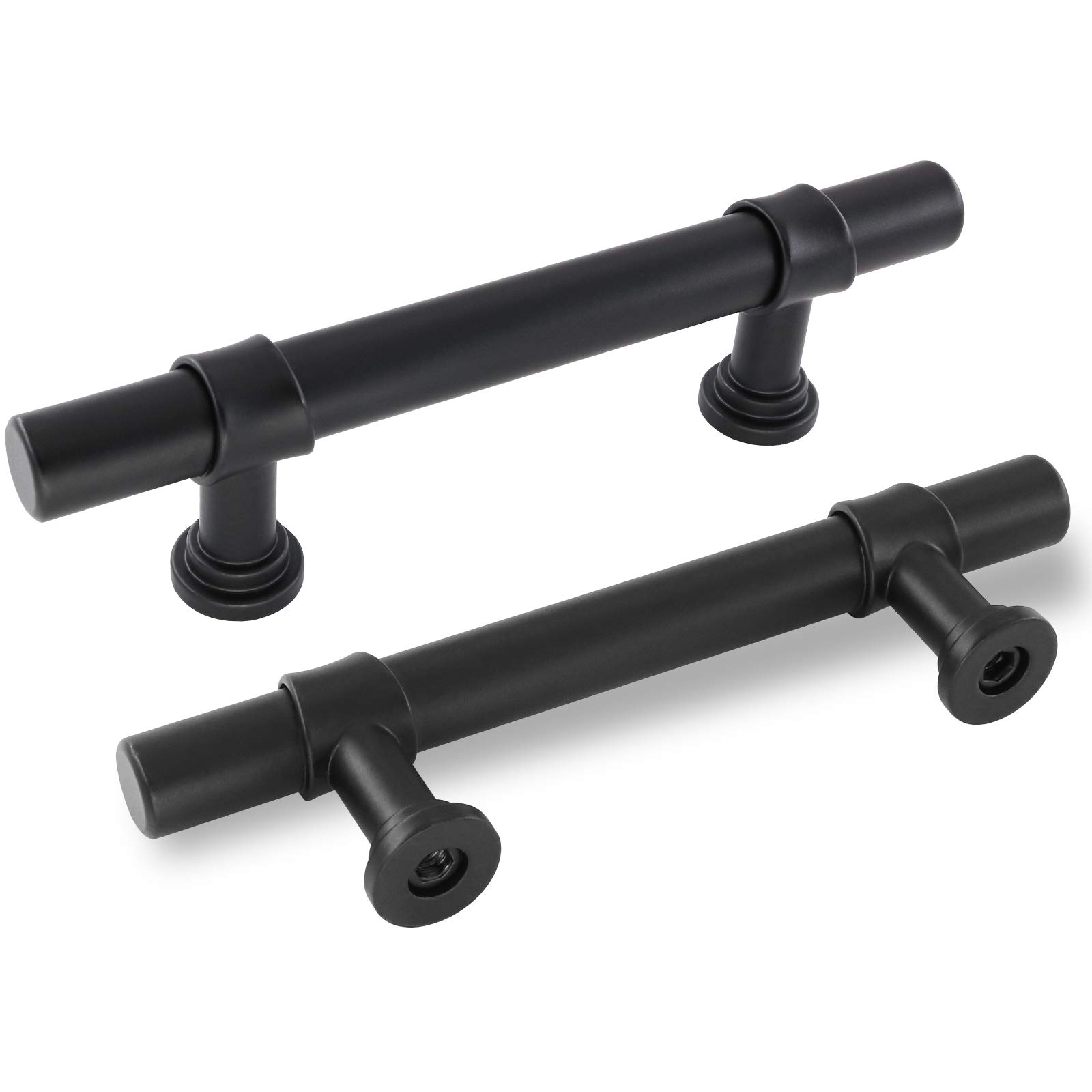 GoldenWarm 50 Pack 3 Inch Black Cabinet Drawer Pulls - Modern T-Bar Kitchen Cabinet Handles, Dresser & Bathroom Hardware (LST18BK76) | Perfect for Home Renovation, DIY Projects & Furniture Upgrades