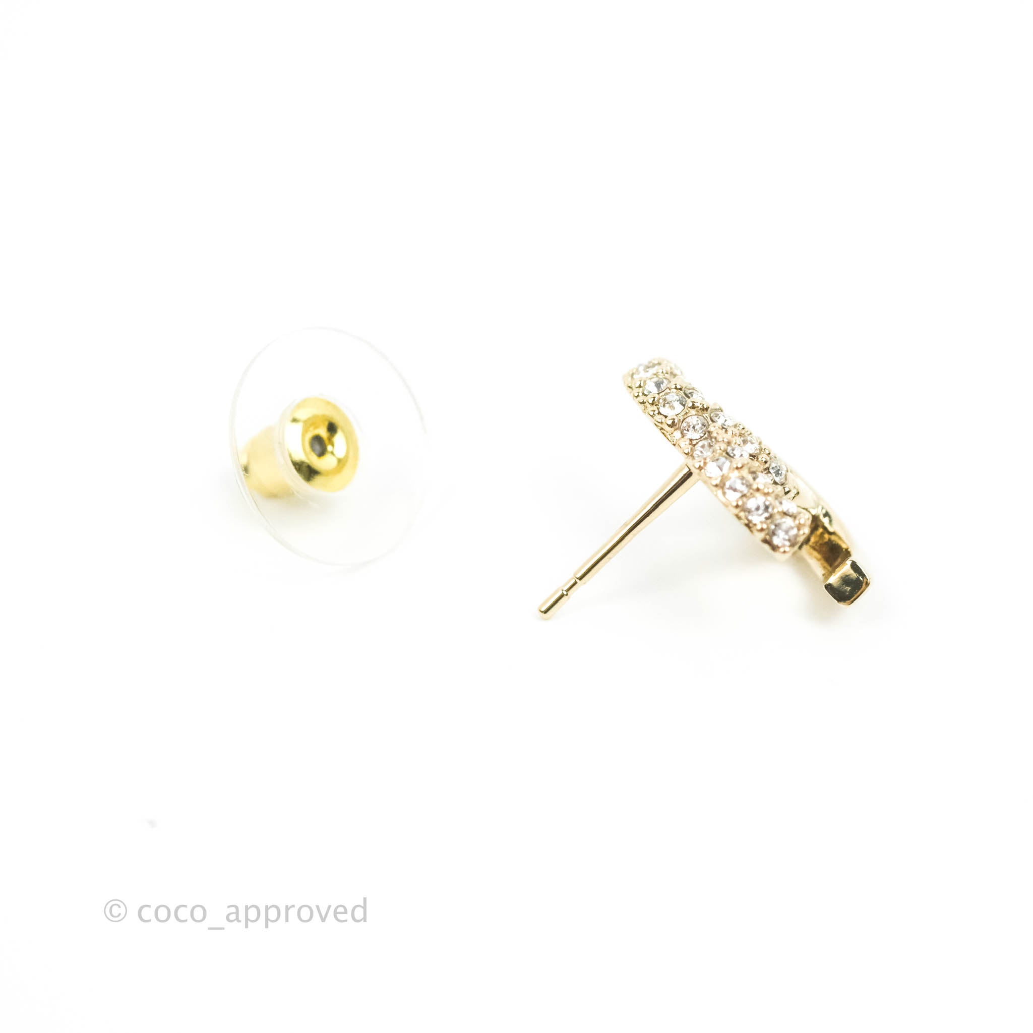 Chanel CC Crystal Earrings 22K Gold Tone - Luxury Fashion Jewelry for Women, Perfect for Parties, Weddings & Special Occasions