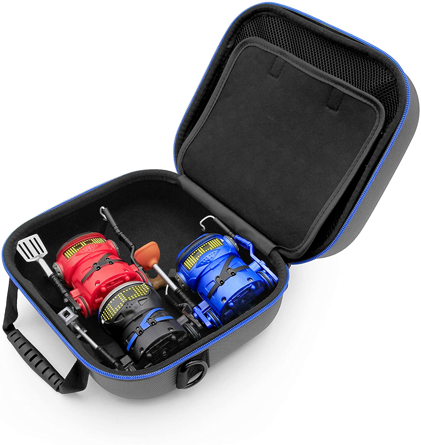 CASEMATIX Toy Storage Travel Case with Shoulder Strap - Holds 4 Ninja Bots Interactive Battle Robots & Accessories (Case Only) - Perfect for Kids Travel, Playdates & Toy Organization