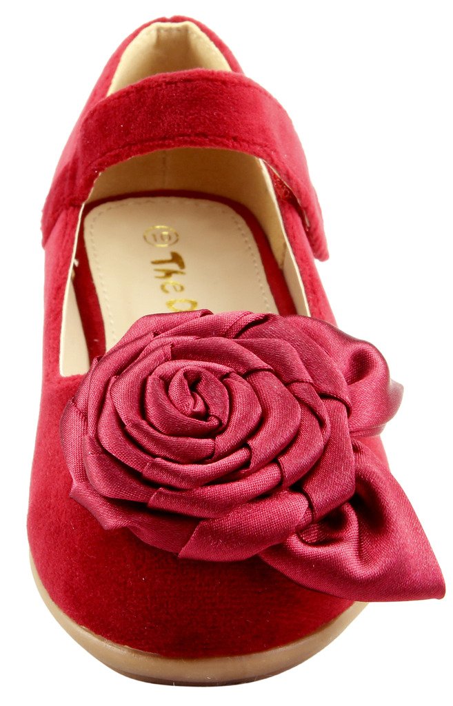 Cute Flower Bow Top Mary Jane Suede Flats for Girls - Comfortable & Stylish Toddler Shoes for Dress Up, Parties & Everyday Wear