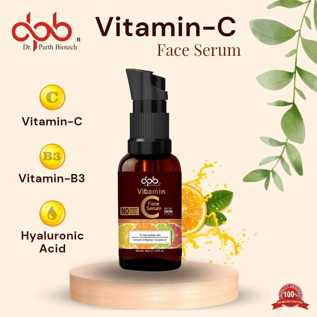 DR. PARTH BIOTECH Vitamin C Face Serum for Anti-Aging - Brightening & Whitening Facial Serum to Reduce Fine Lines & Wrinkles - 35ml | Perfect for Daily Skincare Routine & Nighttime Rejuvenation