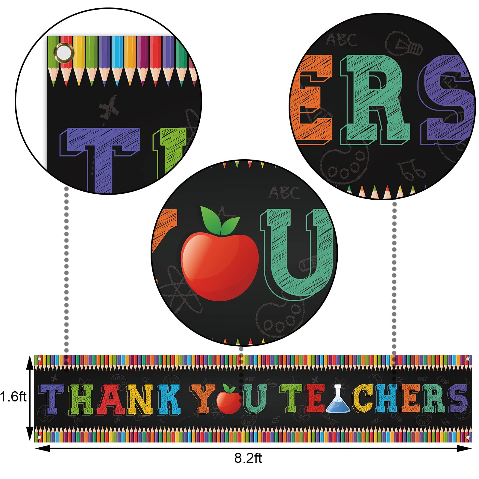 Teachers Appreciation Banner - Photo Booth Backdrop for Classroom & Outdoor Decor