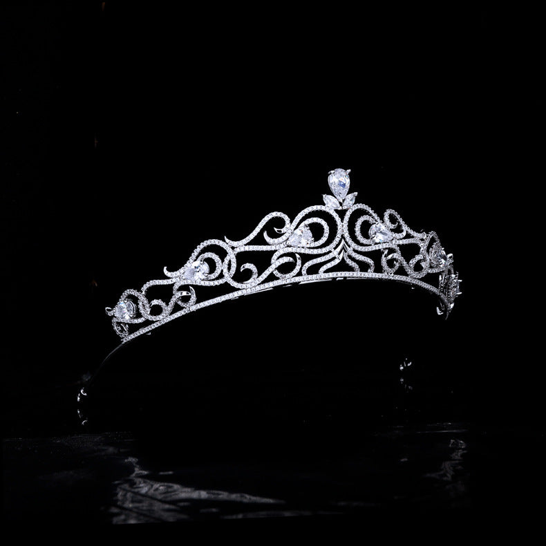 Elegant Cubic Zirconia Wedding Tiara with Crystals - Silver Bridal Diadem S16226 for Bride, Prom, Pageant & Special Occasions